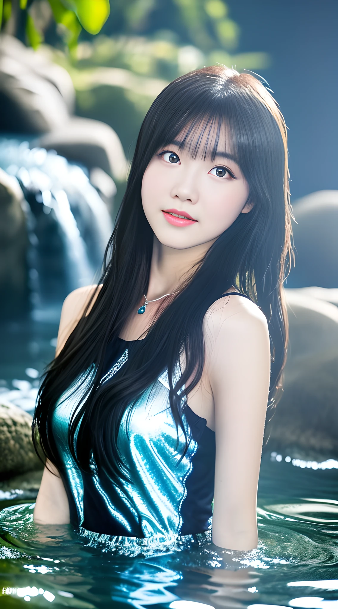A pair of watery big eyes, loving pupils, [shy], long hair, master works, best picture quality, super high resolution, higher quality, beautiful girls, women, heart-shaped hair accessories, 8k resolution, hot girls, students, beautiful eyes, blush, thin shoulder straps, dusk, oasis ((waterfall characters in water)), magic ring, volumetric light, cinematic lighting, natural light.
Snow Moon Law Moon Girl Light Shoulders, Solo, Crystal Clear Water Splash Perfect Reflection, Eyebrow Pattern, Beautiful Black Eyes, Floating Water Splash, Black Water Droplet, Beautiful Glow, Best Quality, Illustration, Masterpiece, Best Production, Best Quality, Highly Detailed, Extremely Detailed CG, Lighting, Cute, Tyndall Effect, Burning Splash Wrapped, Light Shoulders, Depth of Field, Black Water, Super Moe, Shining, Beautiful
The, delicate facial features, cute, black water particle special effects, dreamy, floating
Black glowing particles, burning hair, necklace
((Masterpiece)), ((Highest Quality)), exquisite CG, blue-purple tone, sweet