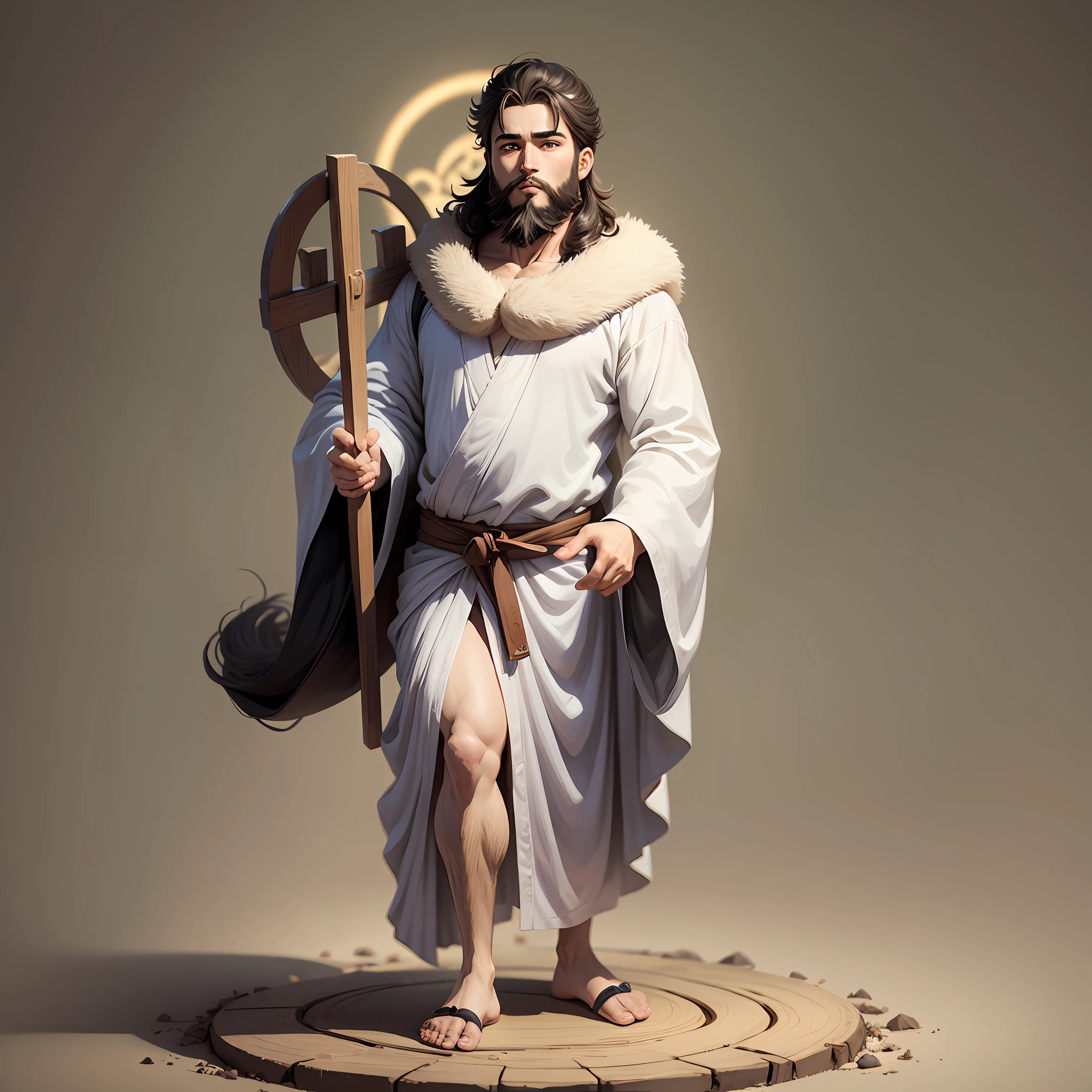 Baby Jesus with beard and full body anime style --auto --s2