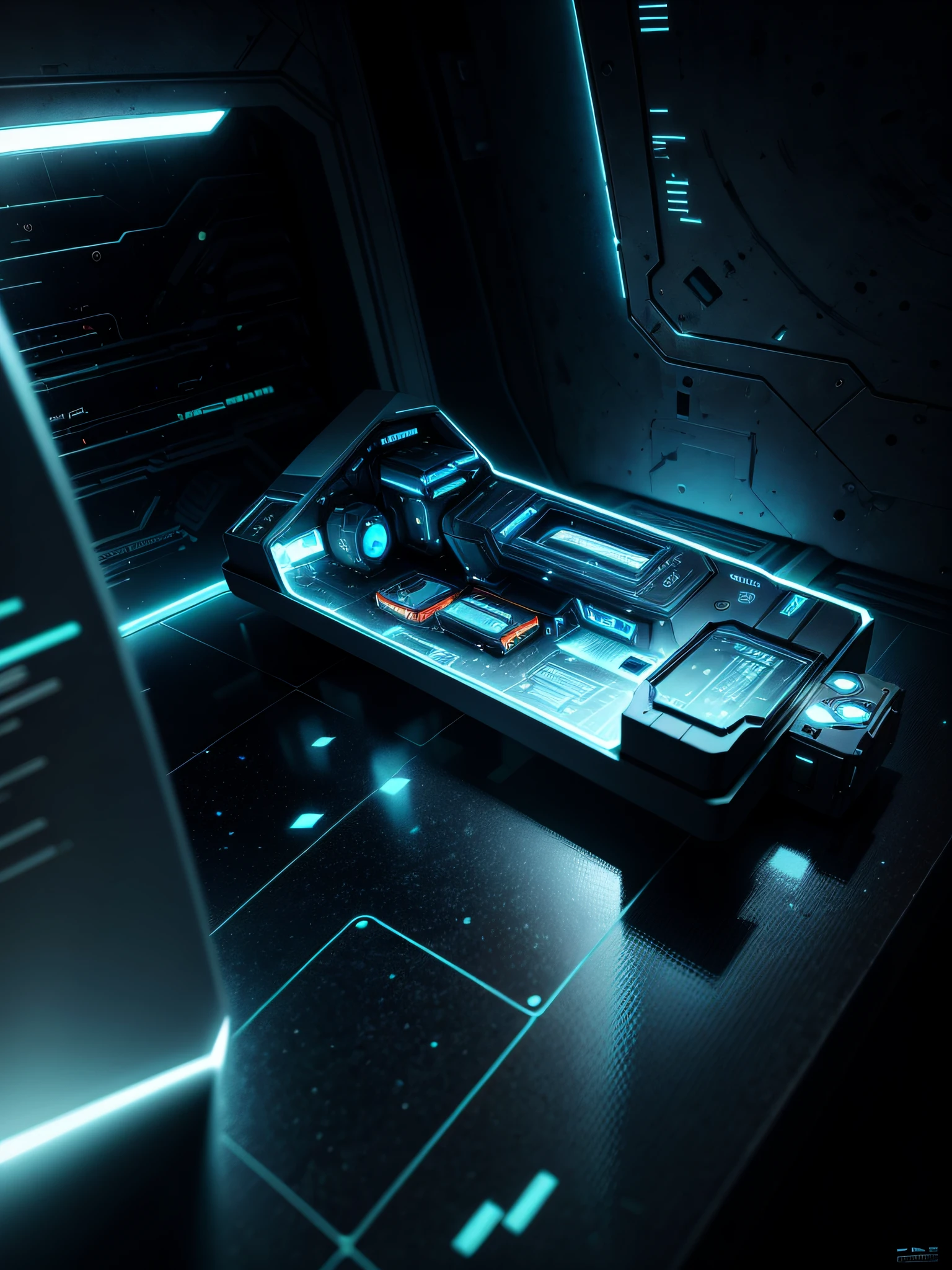 ProtossAI, No Man, Tech, Close-up, Sci-Fi Scene, High Resolution, Desktop Scene, Flat