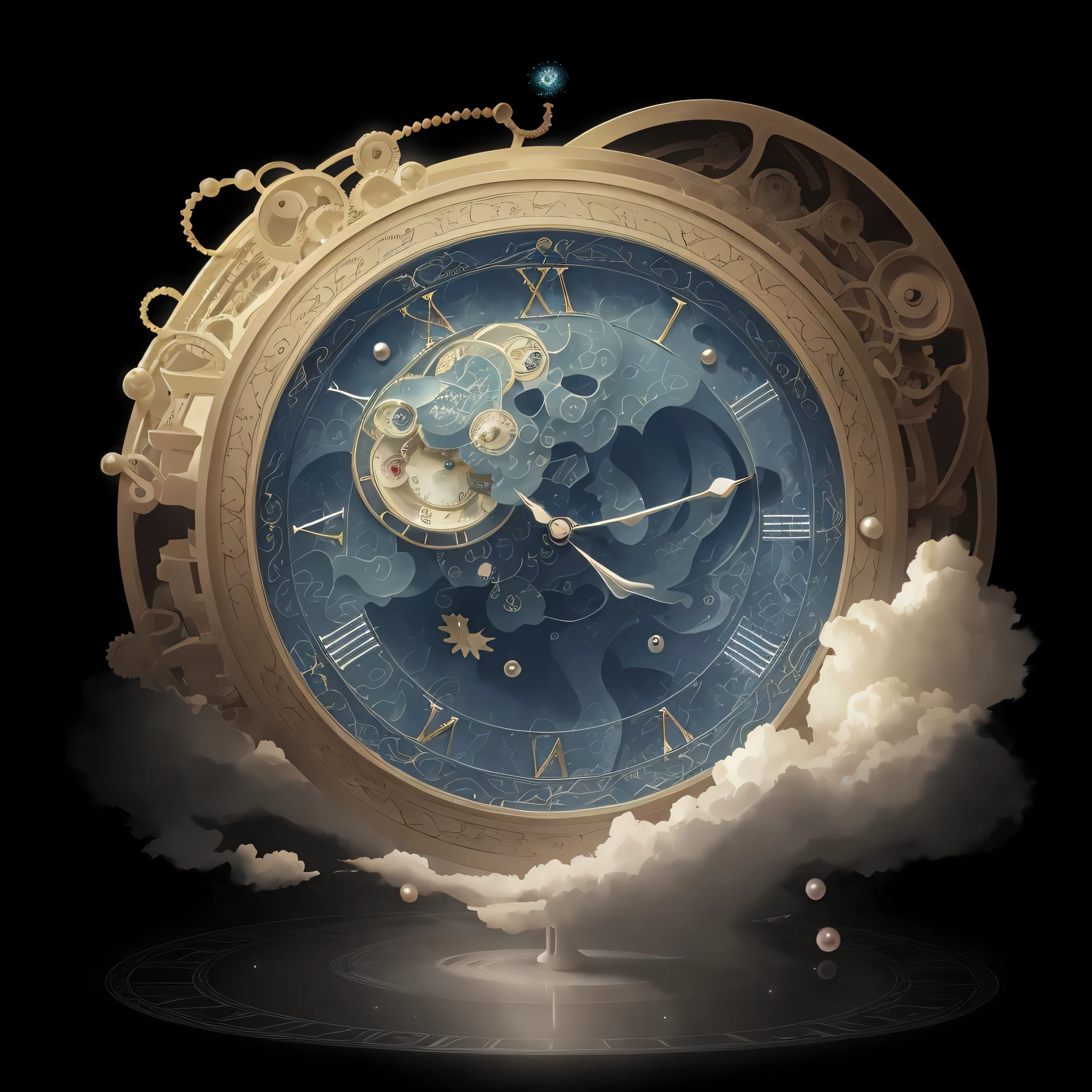 (masterpiece),(best quality),(ultra-detailed), (full body:1.2), 8k,flower,dream,circle,water,particular,cloud,(time wizard:1.1), eternity, fractal geometry, swirling patterns, (style-swirlmagic:1.0), clock, time magic, time, energy, standing still, clock-face in background, epic atmosphere,god,mysterious , exquisite,pearls and jewels