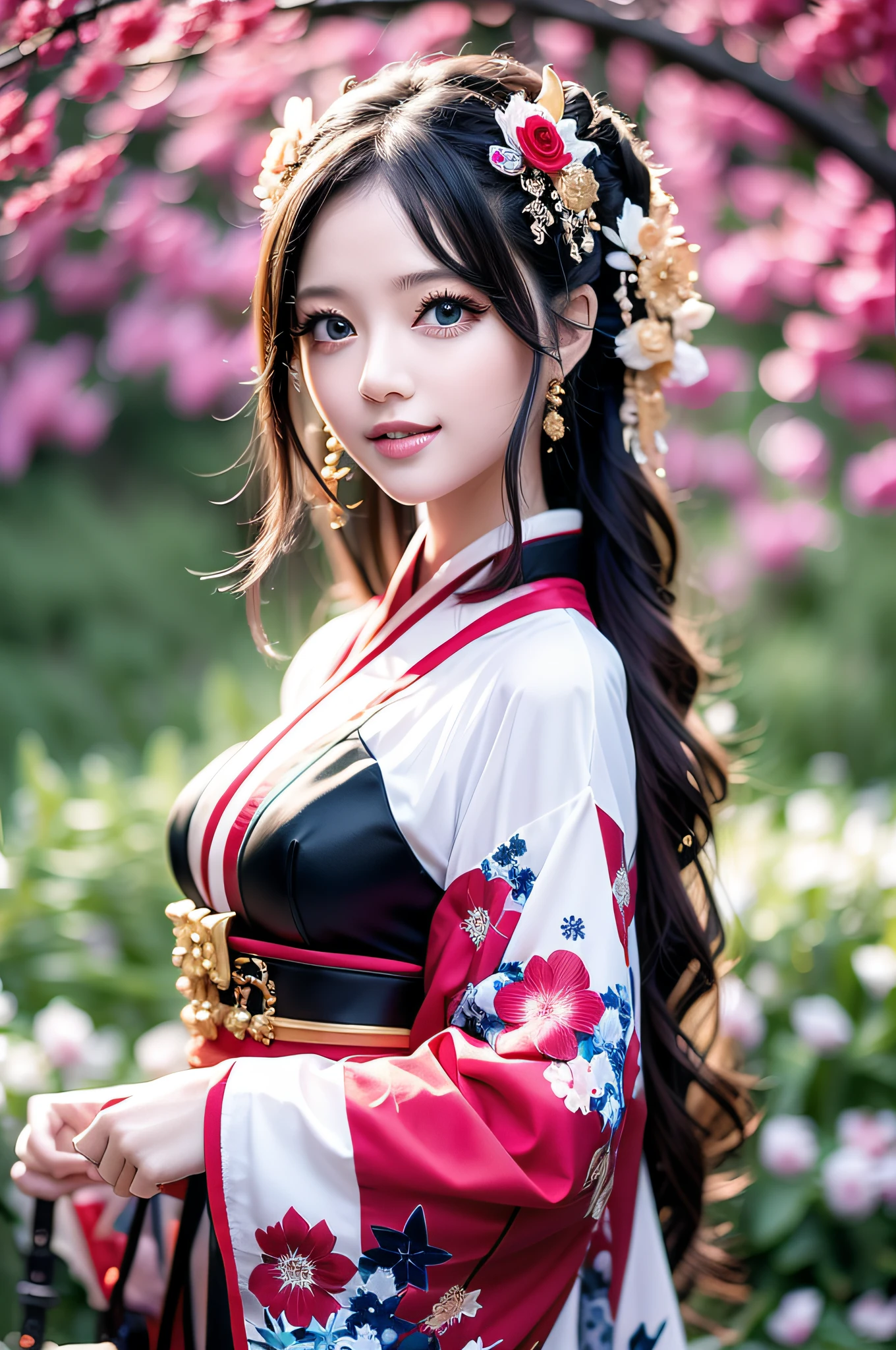 (Best Quality), Cute, Smile, 4K, Award-Awarded, Realistic, 3D, 16K, Delicate, High Quality, Photo Quality, Realistic, Cute Woman, Japan, Kimono, Kimono, Neat, Pure, --auto --s2