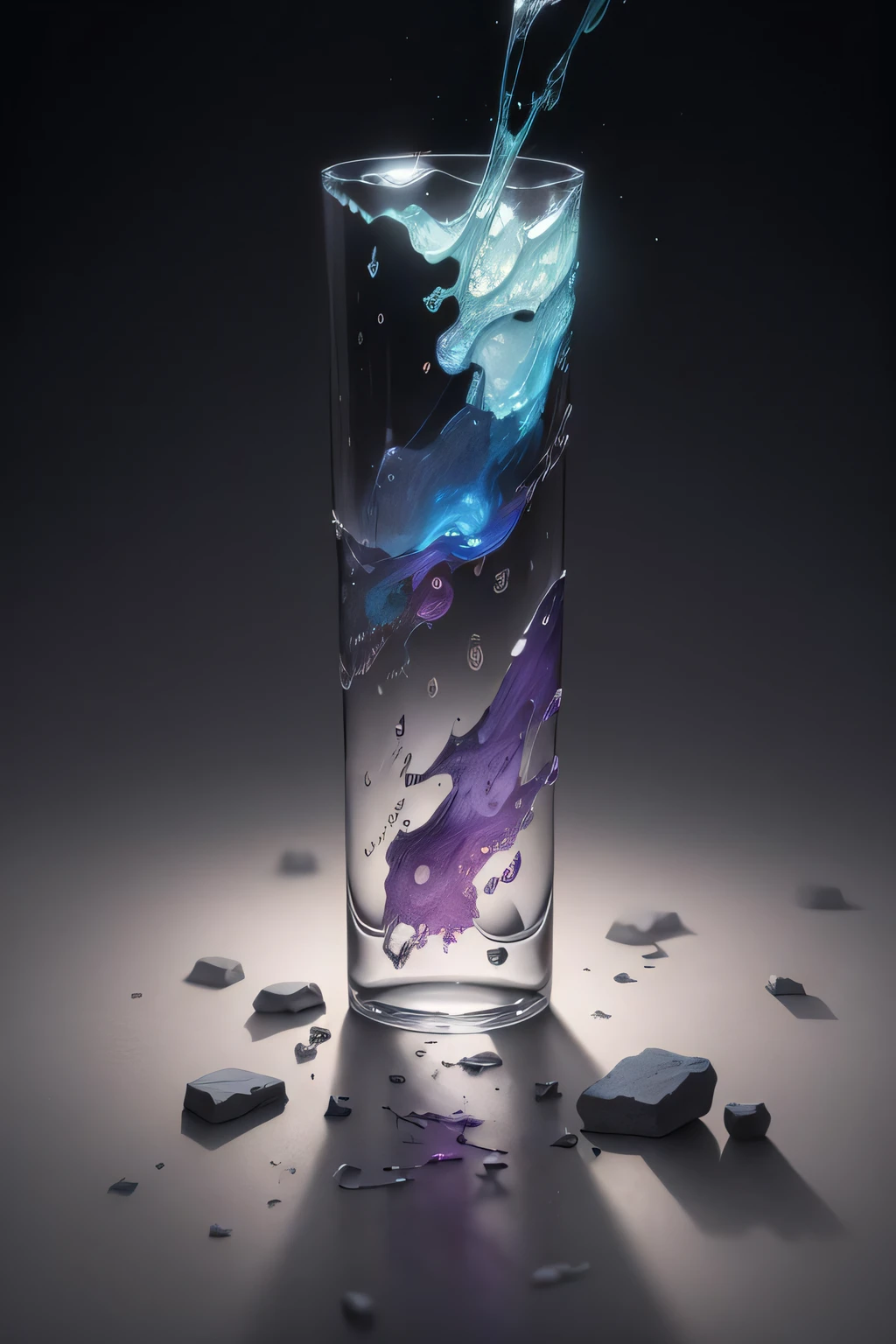 ancient knowledge, pronounced feminine organic glass morphism structure, plastic, going through time and space, [in:(perfect body mage girl in:1.5):0.3] ether flow in a shattered titanic structure, frosted glass behance design, subsurface scattering of diffused light, jewelry macro shot, fluid marbling, gentle silk fabrics draping, (stratal incisions:1.1), dynamic, diagonal, tilted, complex composition, bright vivid color accent, slate gray atmosphere, hdr, dramatic light, cinematic