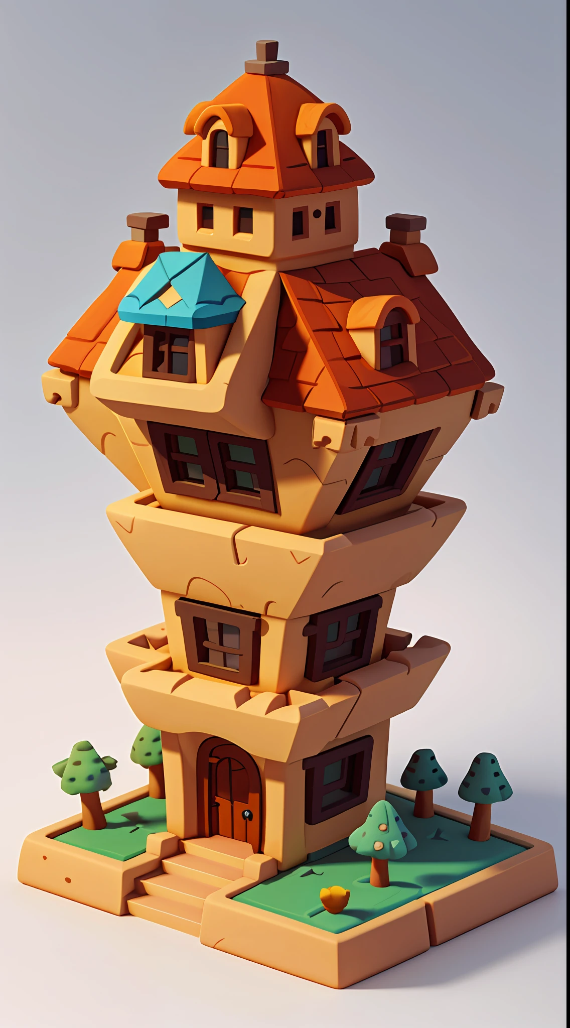 Cartoon style, polygon, game architecture design, fantasy, beautiful house, Desert architecture, small animals, casual game style, creative, best detail, 3d, Blender, Masterpiece, best quality, cartoon rendering, 8K