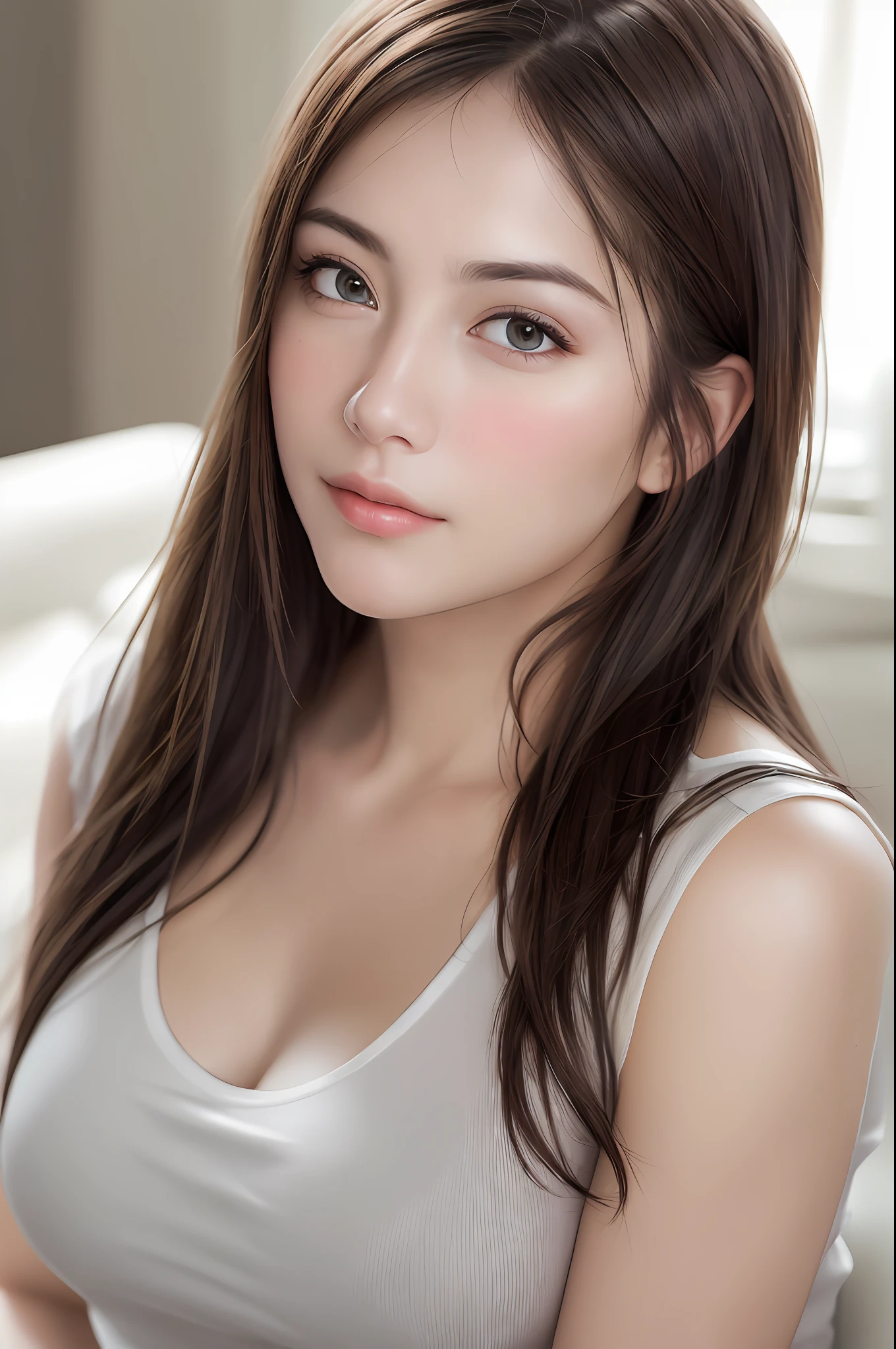 dressed, (photo realistic:1.4), (hyper realistic:1.4), (realistic:1.3),
(smoother lighting:1.05), (increase cinematic lighting quality:0.9), 32K,
1girl,20yo girl, realistic lighting, backlighting, light on face, ray trace, (brightening light:1.2), (Increase quality:1.4),
(best quality real texture skin:1.4), finely detailed eyes, finely detailed face, finely quality eyes,
(joy, blush), (tired and sleepy and satisfied), face closeup, t-shirts,
(Increase body line mood:1.1), (Increase skin texture beauty:1.1)