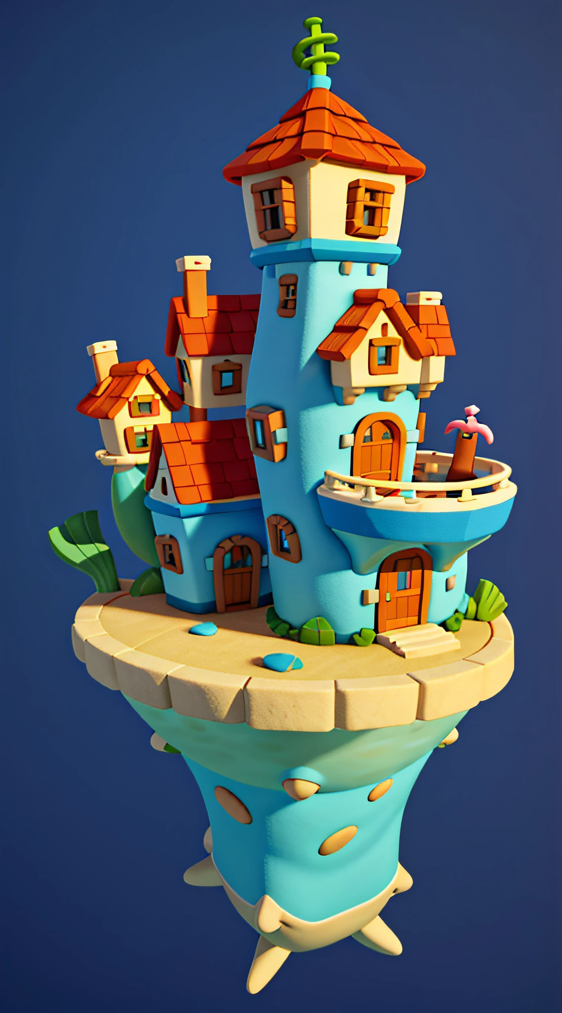 Cartoon style, polygon, game architecture design, fantasy, beautiful house under the sea, ocean architecture, sea creatures, casual game style, creative, best details, cartoon style, 3d, blender, masterpiece, best quality, cartoon rendering, 8K