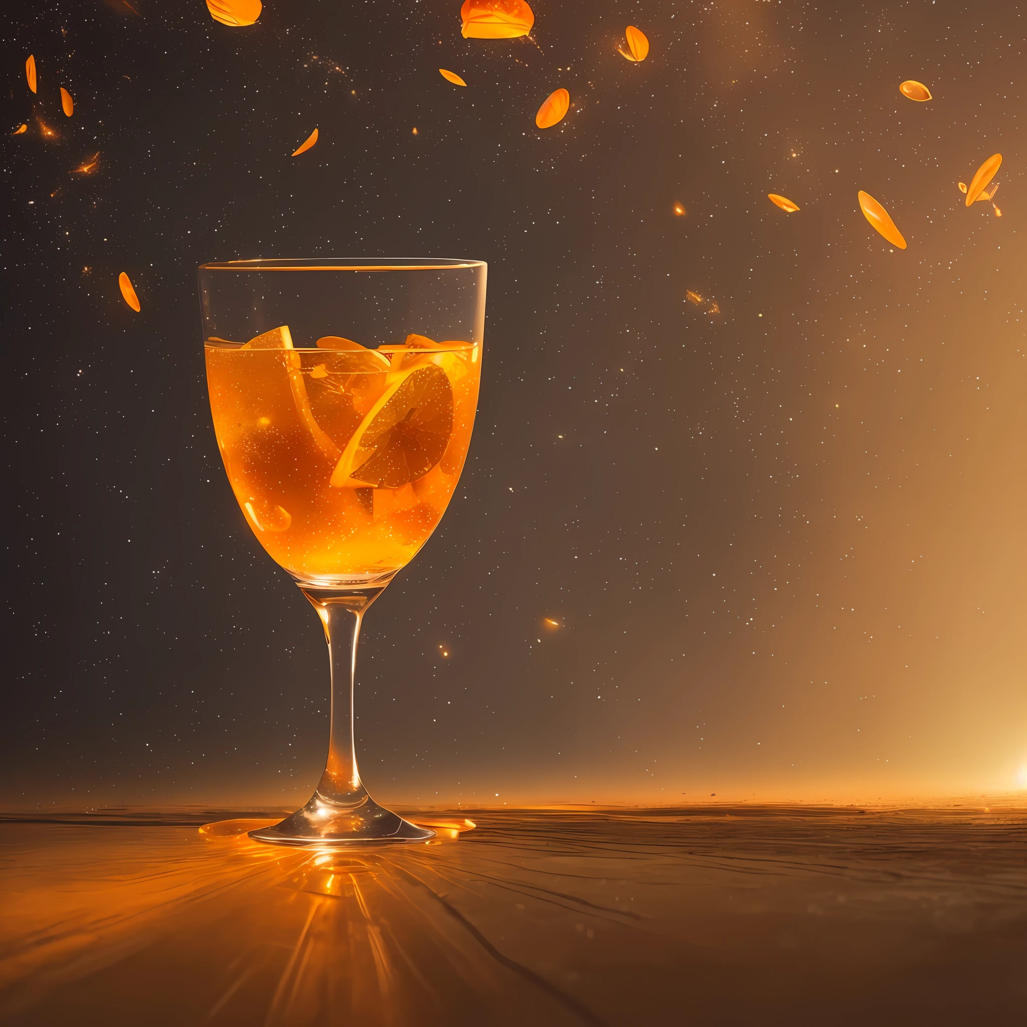 Computer, Extensive landscape ultrasound photography (general view, which shows a glass glass, glass bottle, inside, gerbera, orange, slices, cinnamon, ), bottle, gerbera (detailed description of the bottle, gerbera, orange slices, ), glass, (detailed description), inside the glass dew (ultradetail), orange gerbera, orange slices (detailed), morning sky, rays of the sun, (detail), bottle, reflection of dawn (1: 3), fireflies (1: 3), (ultradetailed description of appearance), bottle,  candle (crystals: 1,2), BREAK production art, (warm light source:1.2), (Firefly:1.2),orange, yellow, fire particles, colors, complex details, volumetric lighting, realistic fantasy BREAK (masterpiece:1.2), reflection, (best quality), 4k, ultra-detailed, (dynamic composition: 1.4), highly detailed, colorful details, (warm colors: 1.2), (luminous lighting, atmospheric lighting), warm, light, magical, --auto --s2