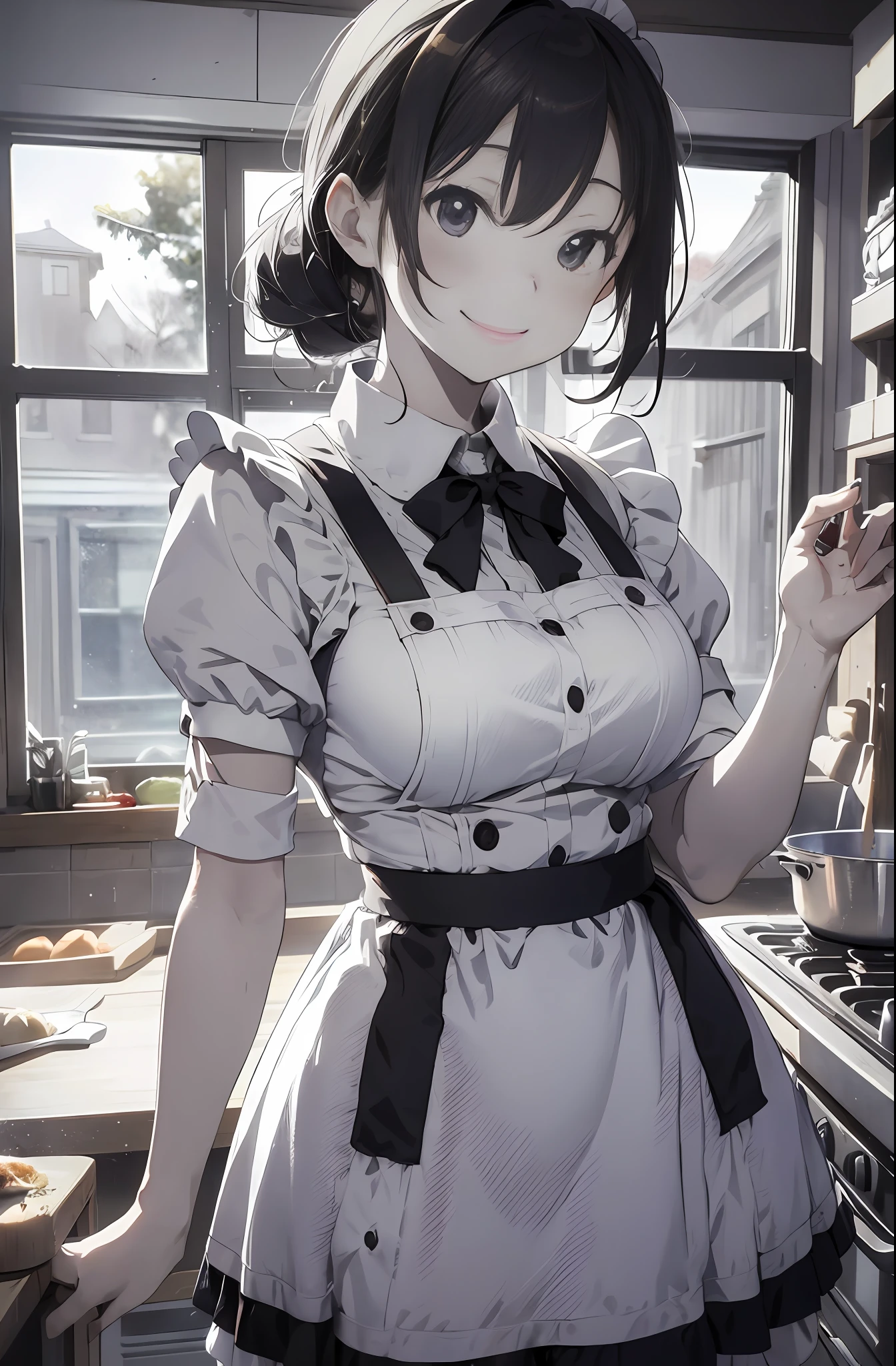 (cooking lunch)1.4,anime visual,limited palette,(masterpiece)1.3, (kitchen), (meal),(enjoy,fun,smile,talk)1.4,beatiful russian maid, maid uniform, WW2,soft clean focus, realistic lighting and shading, (an extremely delicate and beautiful art)1.3, elegant, (muted colors)1.2,