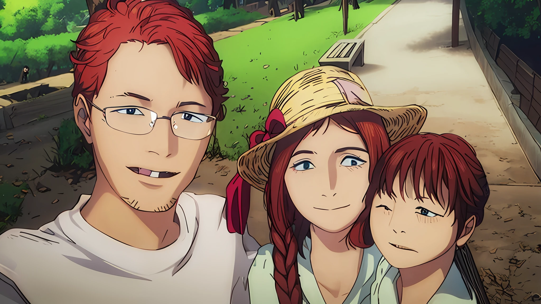 Family of 3 in a beautiful park