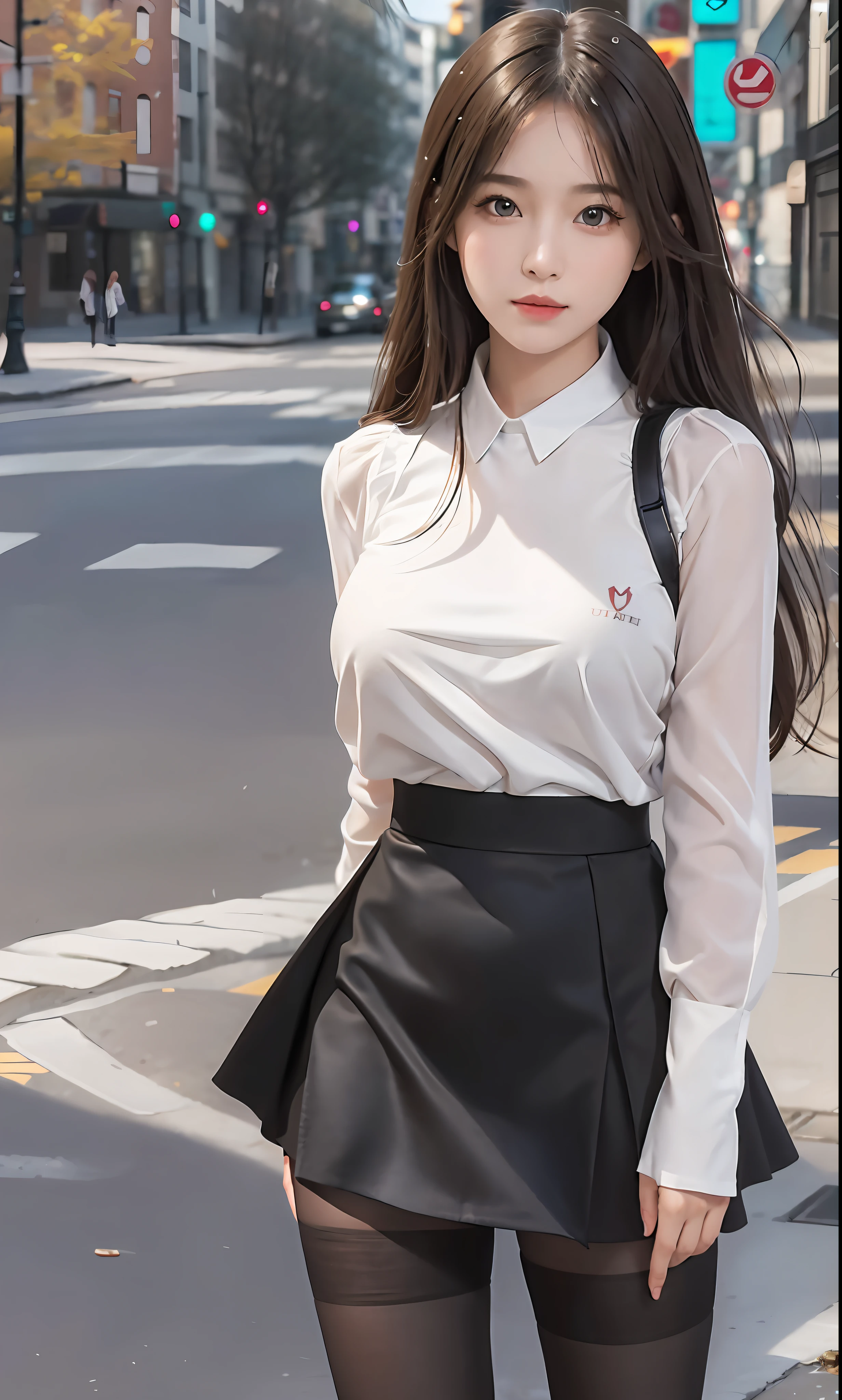 ulzzang-6500-v1.1, (raw photo:1.2), (photorealistic:1.4), beautiful detailed girl, very detailed eyes and face, beautiful detailed eyes, ridiculous, incredibly ridiculous, huge file size, super detailed, high resolution, very detailed, best quality, masterpiece, ((fashion clothing with diverse colors)), illustration, very detailed, CG, unified, 8k wallpaper, amazing, fine detail, masterpiece,Best Quality, Very Detailed CG Uniform 8k Wallpaper, Light on Face, Movie Lighting, 1girl, 16 years old, long white hair, side split, (medium breasts), ((no panties)), (dynamic pose))), (sexy pose))), (camel toe), (half), (pantyhose)), ((black hip skirt))