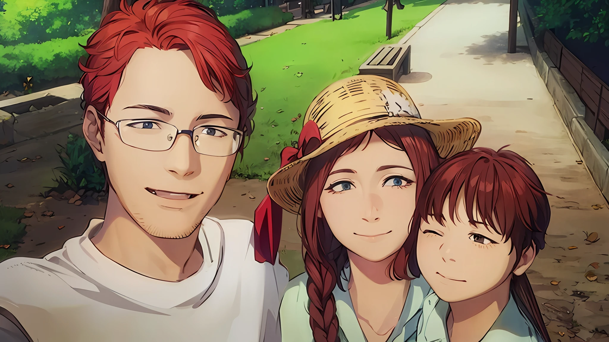 Family of 3 in a beautiful park