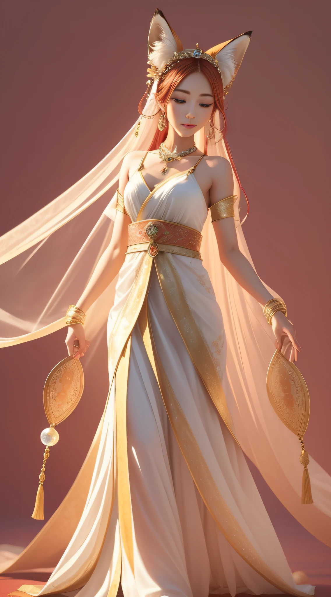 The female fox has cultivated into a human form, with a slender posture, silky skin, a beautiful face, and deep eyes, as if there is a special wisdom in it.
She wears a gorgeous brocade robe embroidered with delicate patterns, showing exquisite craftsmanship in the details. He wears a red hairpin set with a crystal clear ruby that glitters brightly.
Her body exudes a faint fragrance, which makes people feel refreshed, as if they are in the clouds. Her body is flexible and light, and her walking seems to have a sense of ethereal, like a swallow in the sky.
Although she has cultivated into a human form, she can still feel the fox qi flowing in her body, which makes people can't help but feel a mysterious and amazing feeling towards her. She is a beautiful and mysterious female fox that exudes charm, with clear details and clear fingers