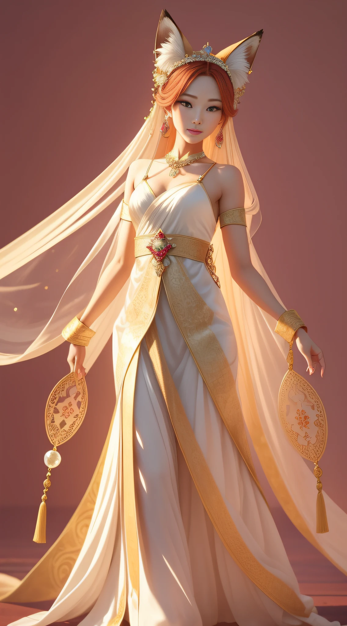 The female fox has cultivated into a human form, with a slender posture, silky skin, a beautiful face, and deep eyes, as if there is a special wisdom in it.
She wears a gorgeous brocade robe embroidered with delicate patterns, showing exquisite craftsmanship in the details. He wears a red hairpin set with a crystal clear ruby that glitters brightly.
Her body exudes a faint fragrance, which makes people feel refreshed, as if they are in the clouds. Her body is flexible and light, and her walking seems to have a sense of ethereal, like a swallow in the sky.
Although she has cultivated into a human form, she can still feel the fox qi flowing in her body, which makes people can't help but feel a mysterious and amazing feeling towards her. She is a beautiful and mysterious female fox that exudes charm, with clear details and clear fingers