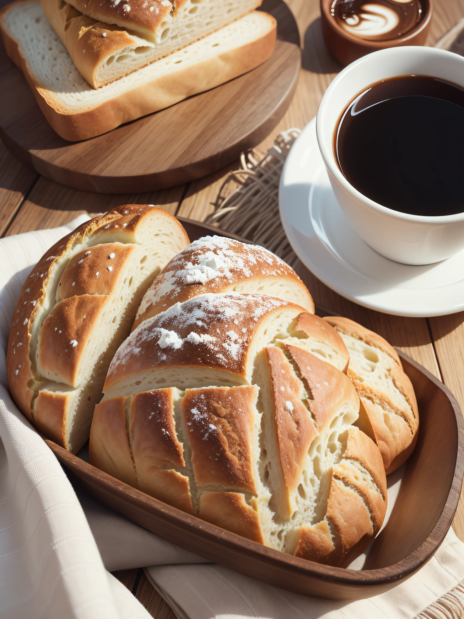 Fine bread for the afternoon, assorted bread, a bunch of bread, and coffee --auto --s2