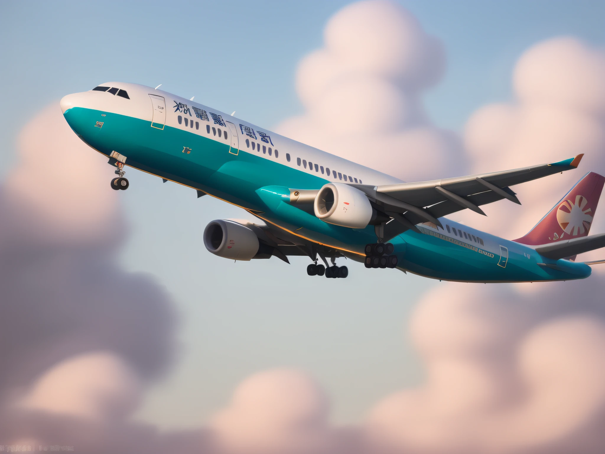 Mainly airplanes, airliners, large planes flying in the sky, airliners flying in the sky, sunset clouds, evening hours, the lens is mainly featuring airplanes, in the Loepfe Art style ((Xinhaicheng), Xinhaicheng H 2160, inspired by Bian Shoumin, Xinhaicheng, Kavasi, Guwitz style, high quality pictures, 4K, 8K, resolution,