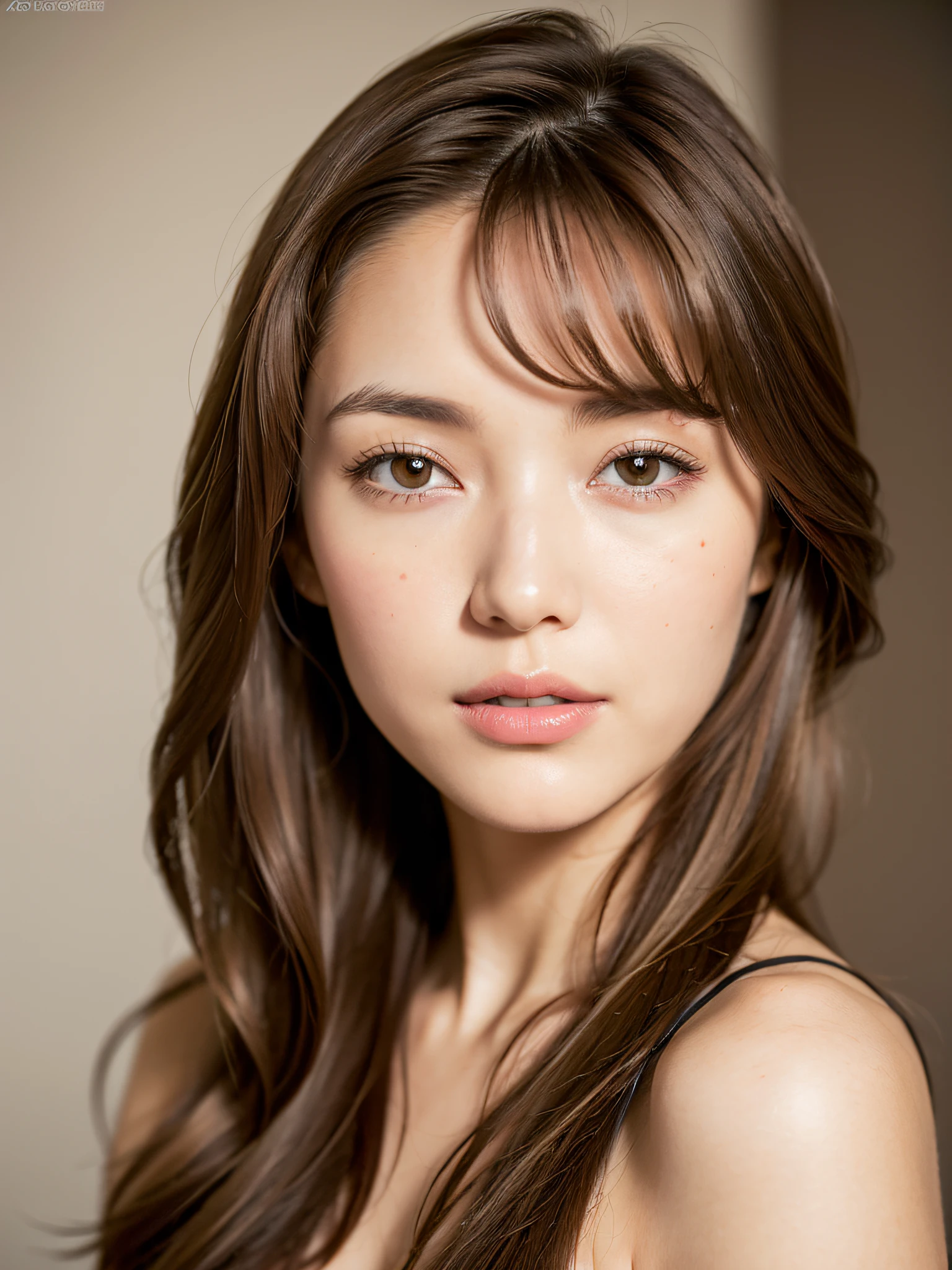 Light brown hair, light brown eyes, 1 girl, (complex details: 1.2), (highest quality: 1.4), (ultra high definition: 1.2), ultra high resolution, (detailed eyes), (detailed facial features), HDR, 8k resolution, changing room, dressing room, moderately sized breasts, changing figure,