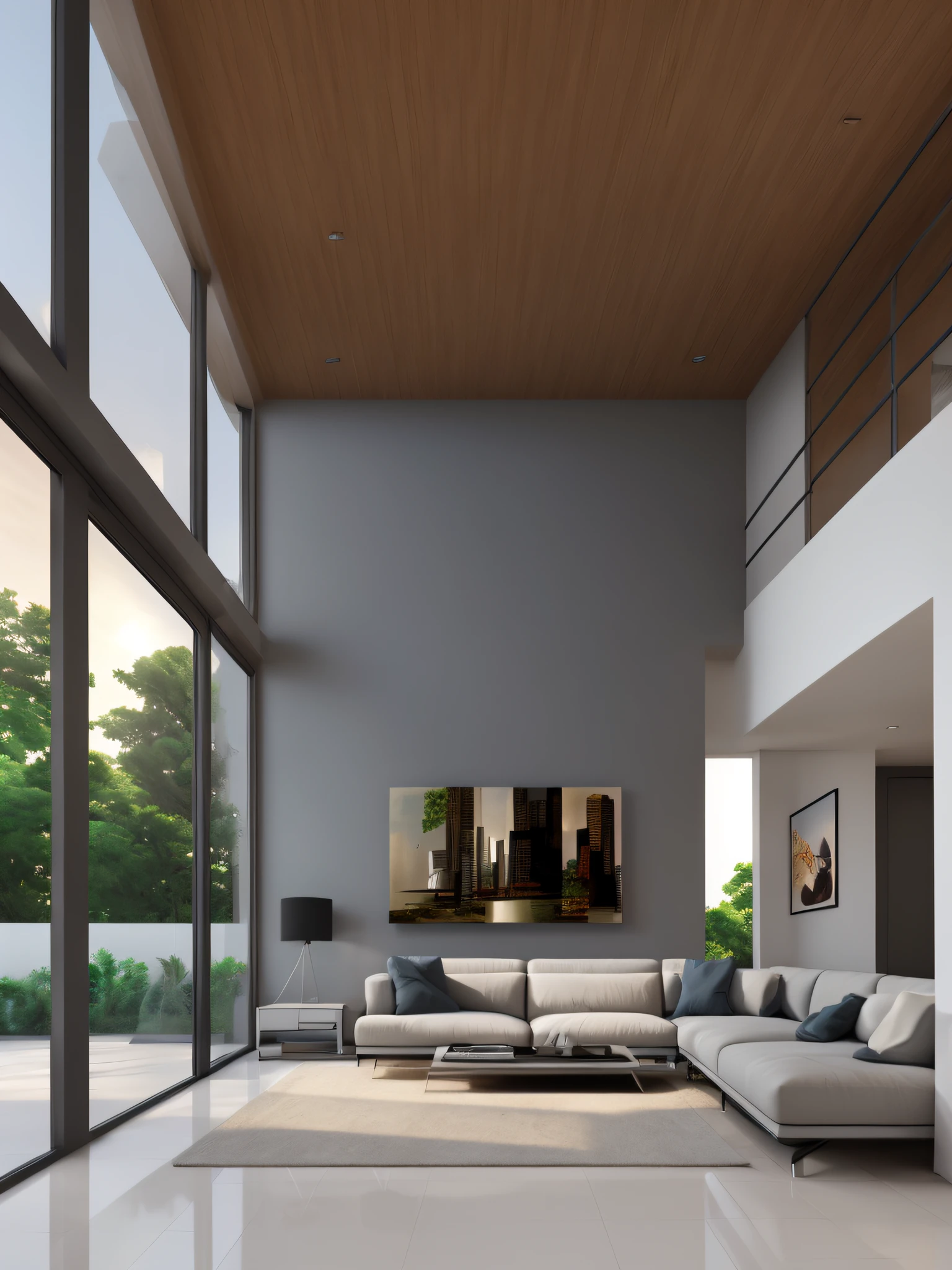 Detailed background, masterpiece, best quality, (living room), modernism, surreal design, open view, interior design product shooting, artistic location, stunning, rich textures, realistic, plenty of natural lighting, keep a clean environment, architecture, beauty, comfort --anime --ar 4:3 --auto --s2