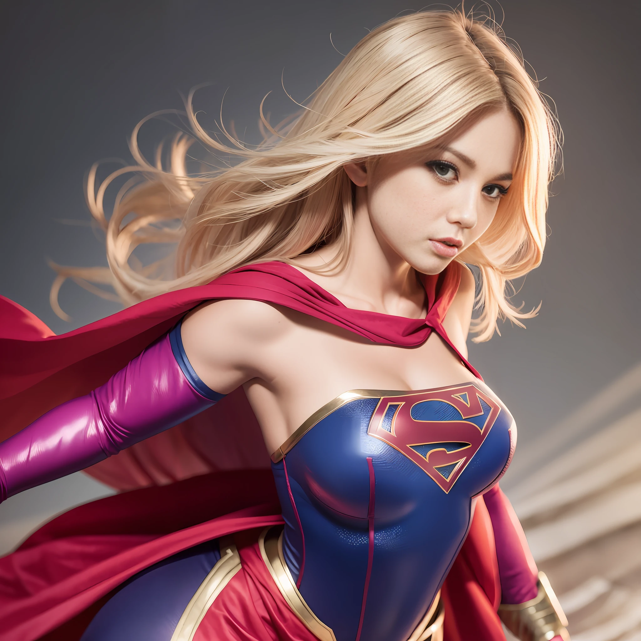 Woman body set big breasts, Supergirl costume dress