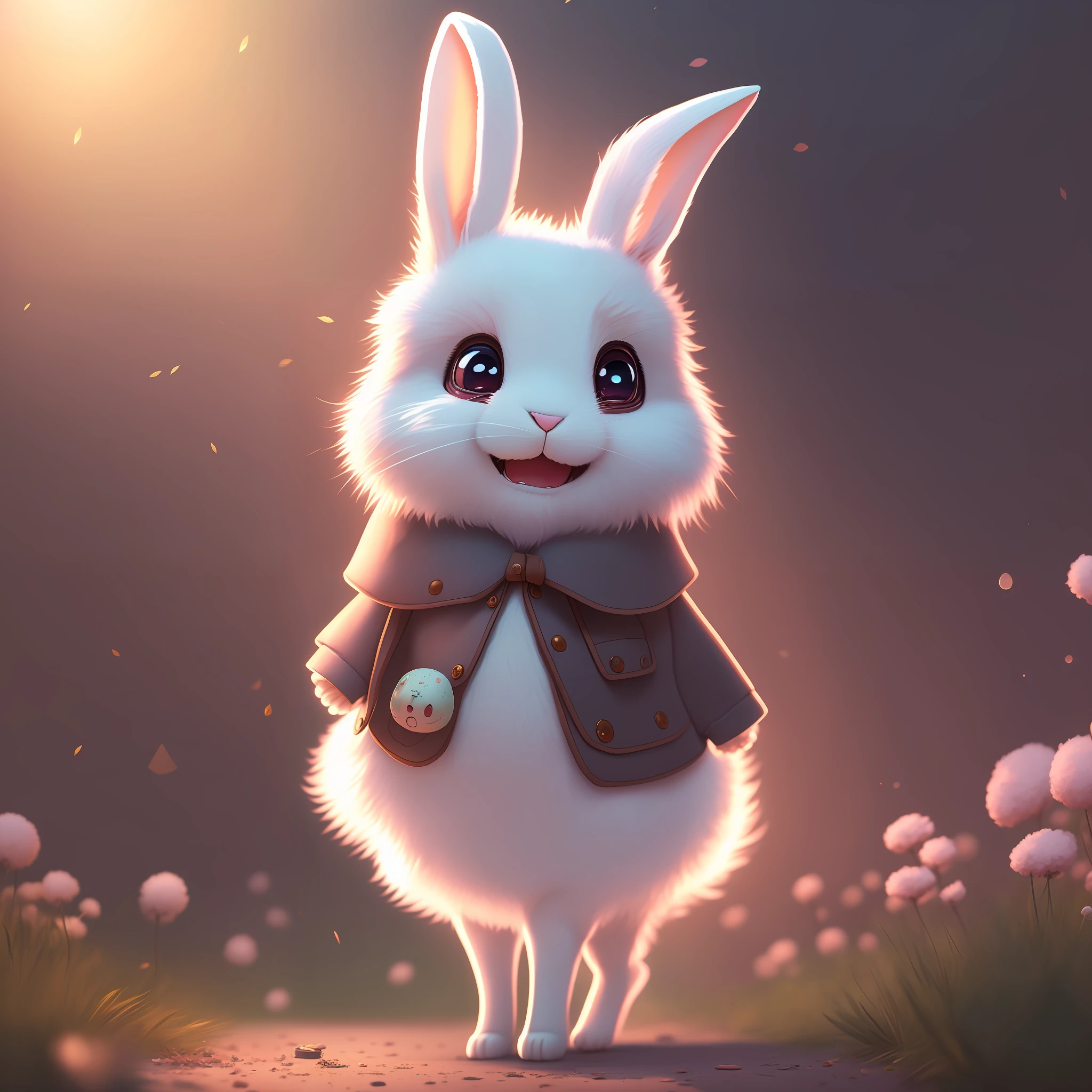 Cute adorable rabbit with smile and liveliness, full body, rabbit with fluffy fur, long ears, real engine, art station, detailed digital painting, cinematic, character design by Mark Ryden, Pixar, Hayao Miyazaki, Unreal 5, DAZ, hyper-realistic, octane render, 3DMDT1 --auto --s2