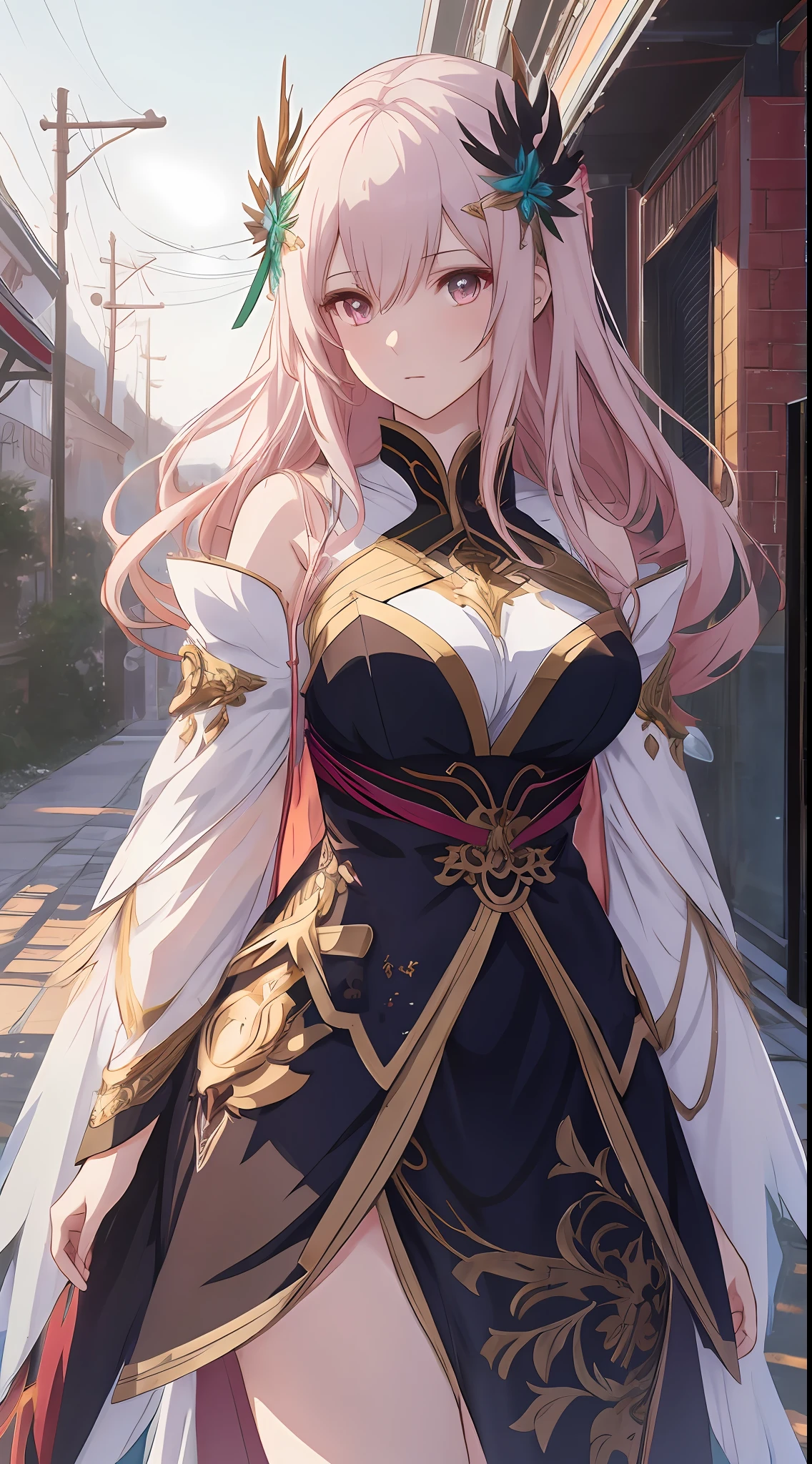 Anime goddess, wearing winged dresses, female characters, in line with ArtStation Pixiv and WLOP art, showing the influence of Guweiz and Sakimichan, the shots are very detailed, and the previous material can be used as inspiration.