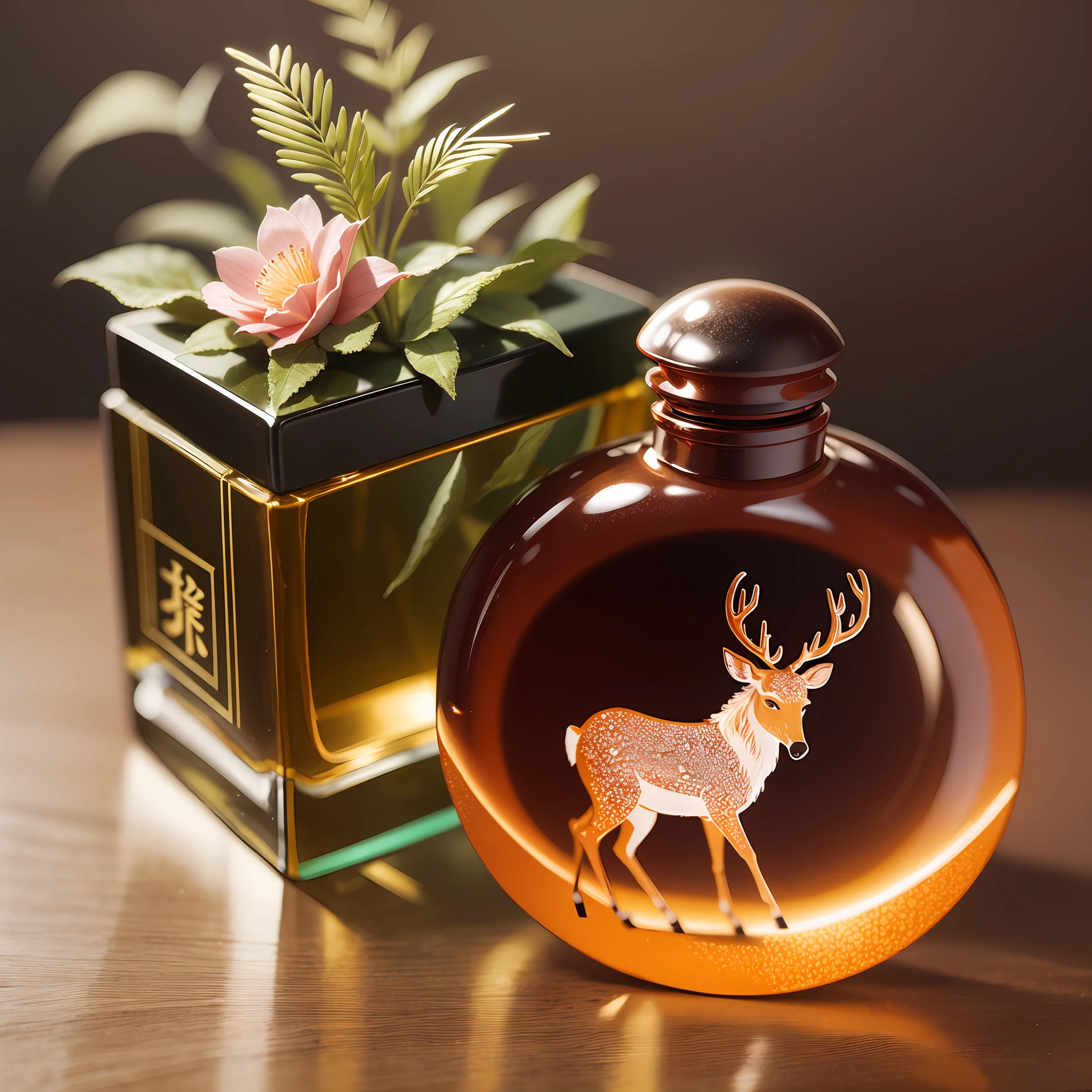 Nine-color deer perfume bottle, no text, Chinese style --auto --s2