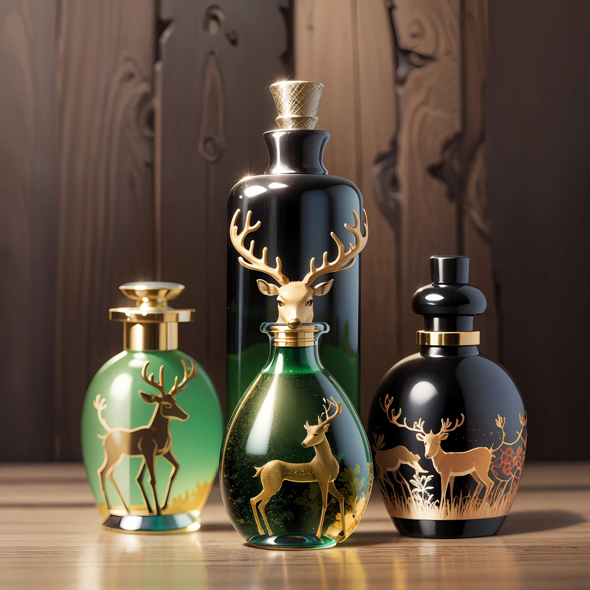 Nine-color deer perfume bottle, no text, Chinese style --auto --s2
