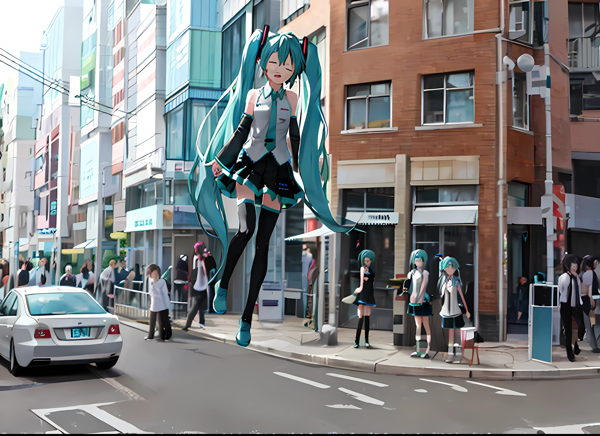 Hatsune Miku, mouth closed, eyes closed,