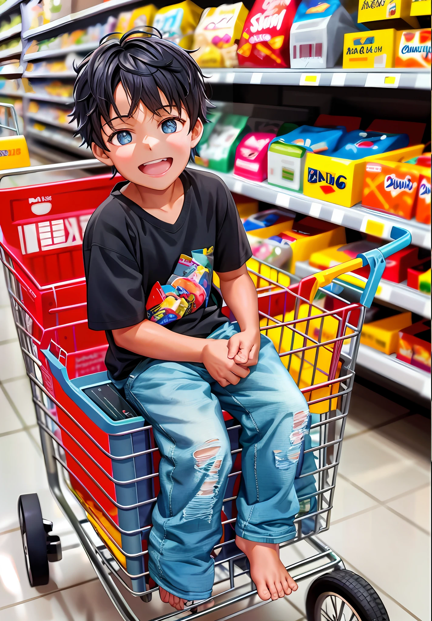 boy sitting in a shopping cart in a grocery store, advertising photo, shot on nikon z9, getting groceries, shot on sony a 7 iii, shopping groceries, kid, shot with sony alpha 1 camera, photo taken with nikon d750, photo taken with nikon d 7 5 0, crisp detail, shot on canon eos r 5