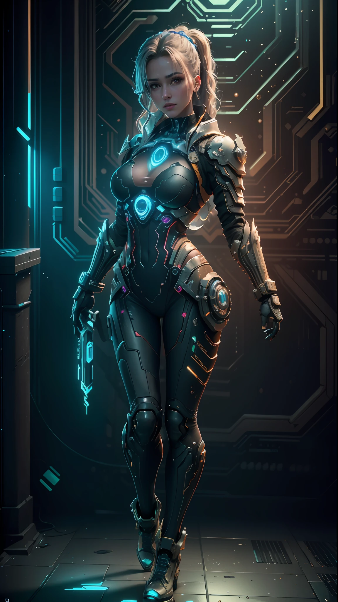 ((Best quality)), ((masterpiece)), (detailed:1.4), 3D, an image of a beautiful cyberpunk female,HDR (High Dynamic Range),Ray Tracing,NVIDIA RTX,Super-Resolution,Unreal 5,Subsurface scattering,PBR Texturing,Post-processing,Anisotropic Filtering,Depth-of-field,Maximum clarity and sharpness,Multi-layered textures,Albedo and Specular maps,Surface shading,Accurate simulation of light-material interaction,Perfect proportions,Octane Render,Two-tone lighting,Wide aperture,Low ISO,White balance,Rule of thirds,8K RAW,CircuitBoardAI,