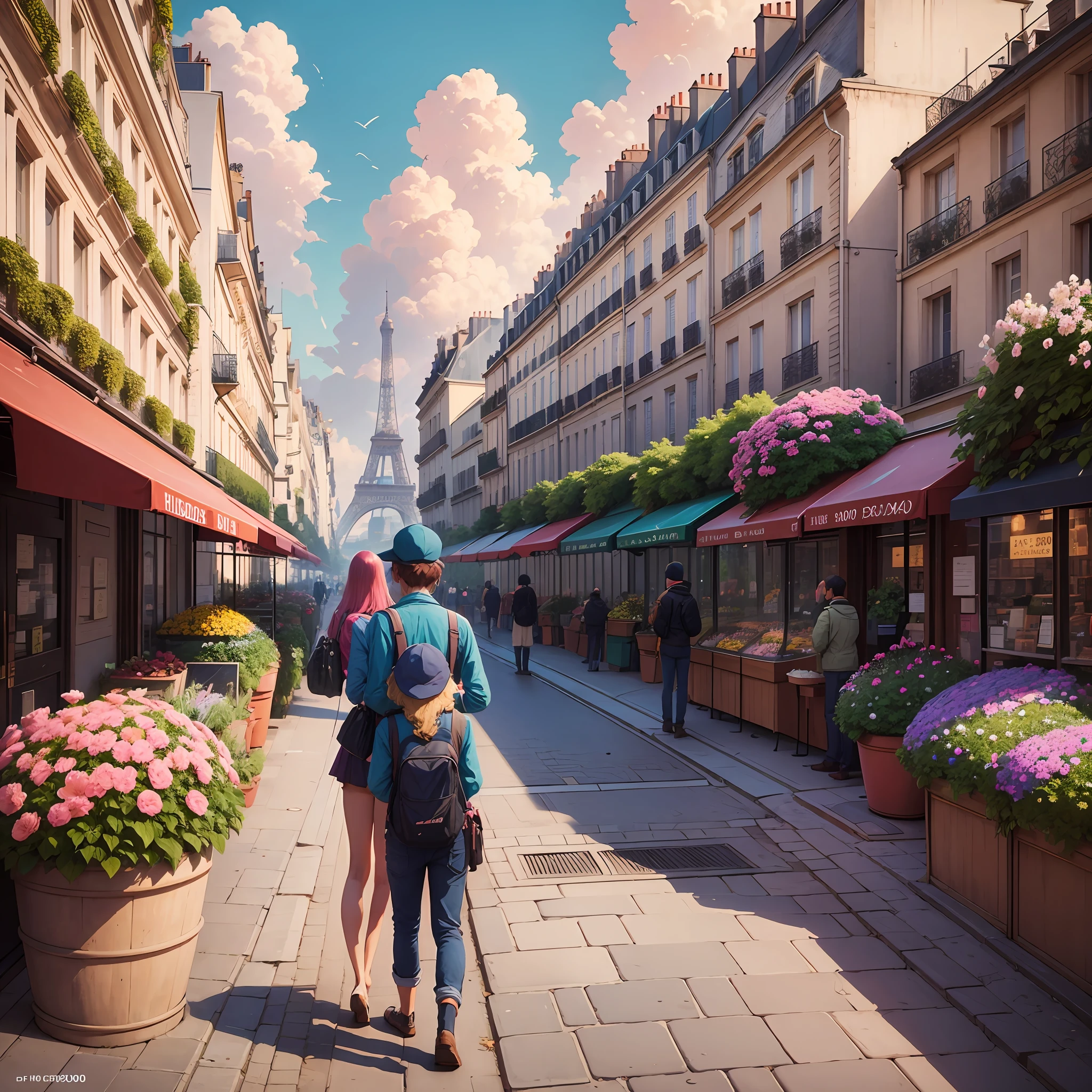 Paris and Blooms, in the style of Hugo Simberg and Moebius and Simon Stålenhag --ar 51:91 --c 100 --s 1000  --v 5.1 --auto --s2