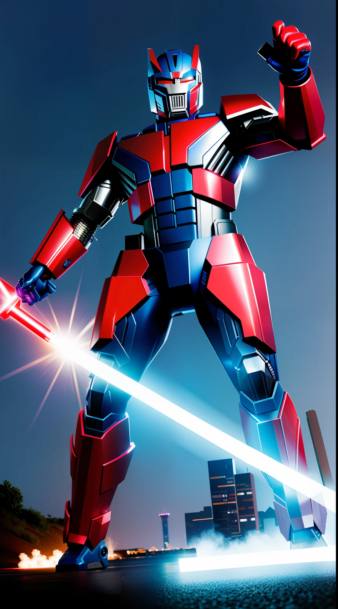Best Quality, Realistic, Realistic, Ultra Detailed, Optimus Prime, Transformers, Thor, thorhammer, The hammer of Thor in his hand, Mjolnir, Lightning Background,
Wait for it to start