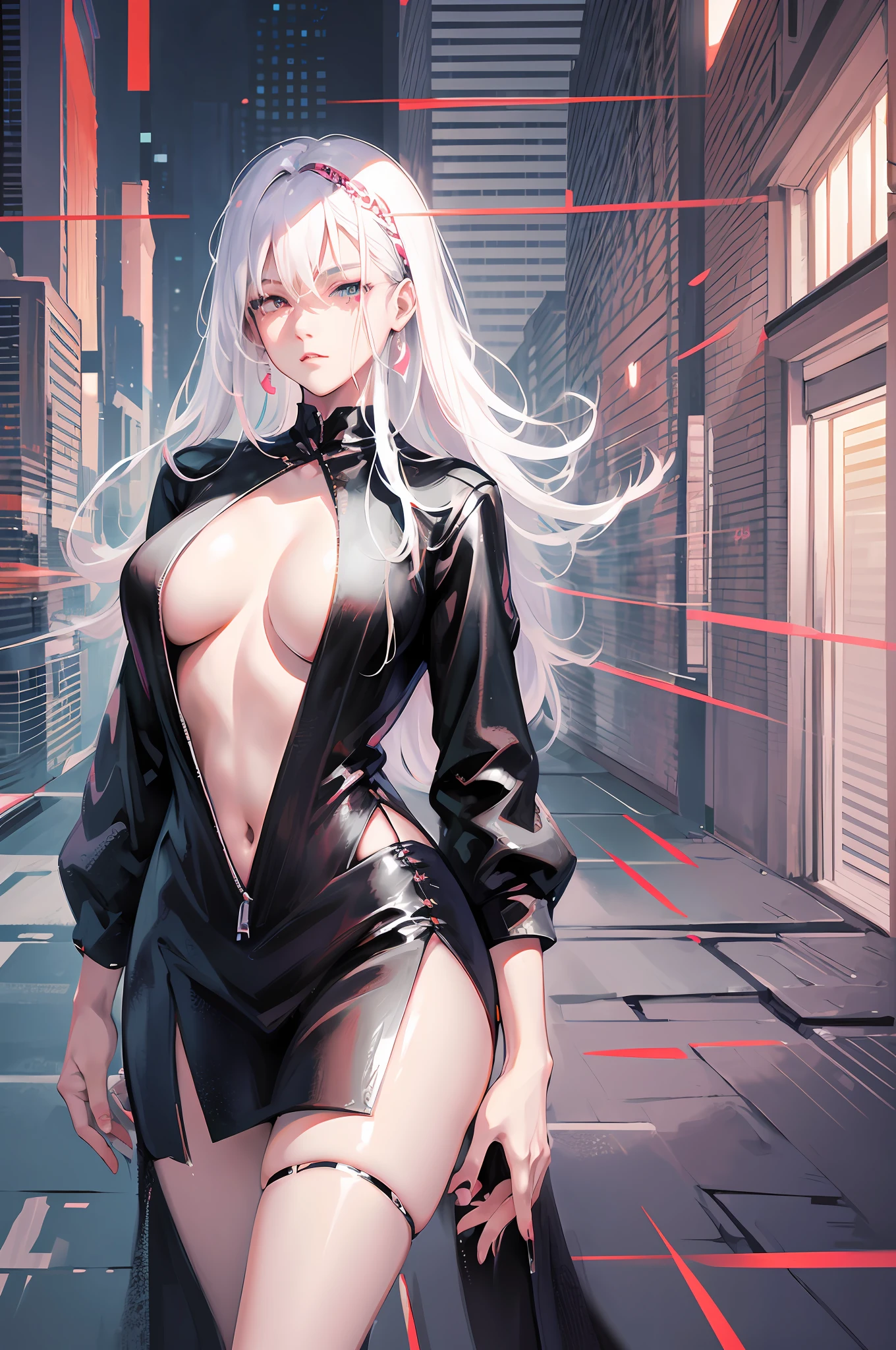 anime girl with white hair and black clothes posing naked, extremely detailed artgerm, detailed digital anime art, artgerm on artstation pixiv, guweiz on pixiv artstation, guweiz on artstation pixiv, fanart best artstation, :: rossdraws, trending on artstation pixiv, rossdraws 2. 5