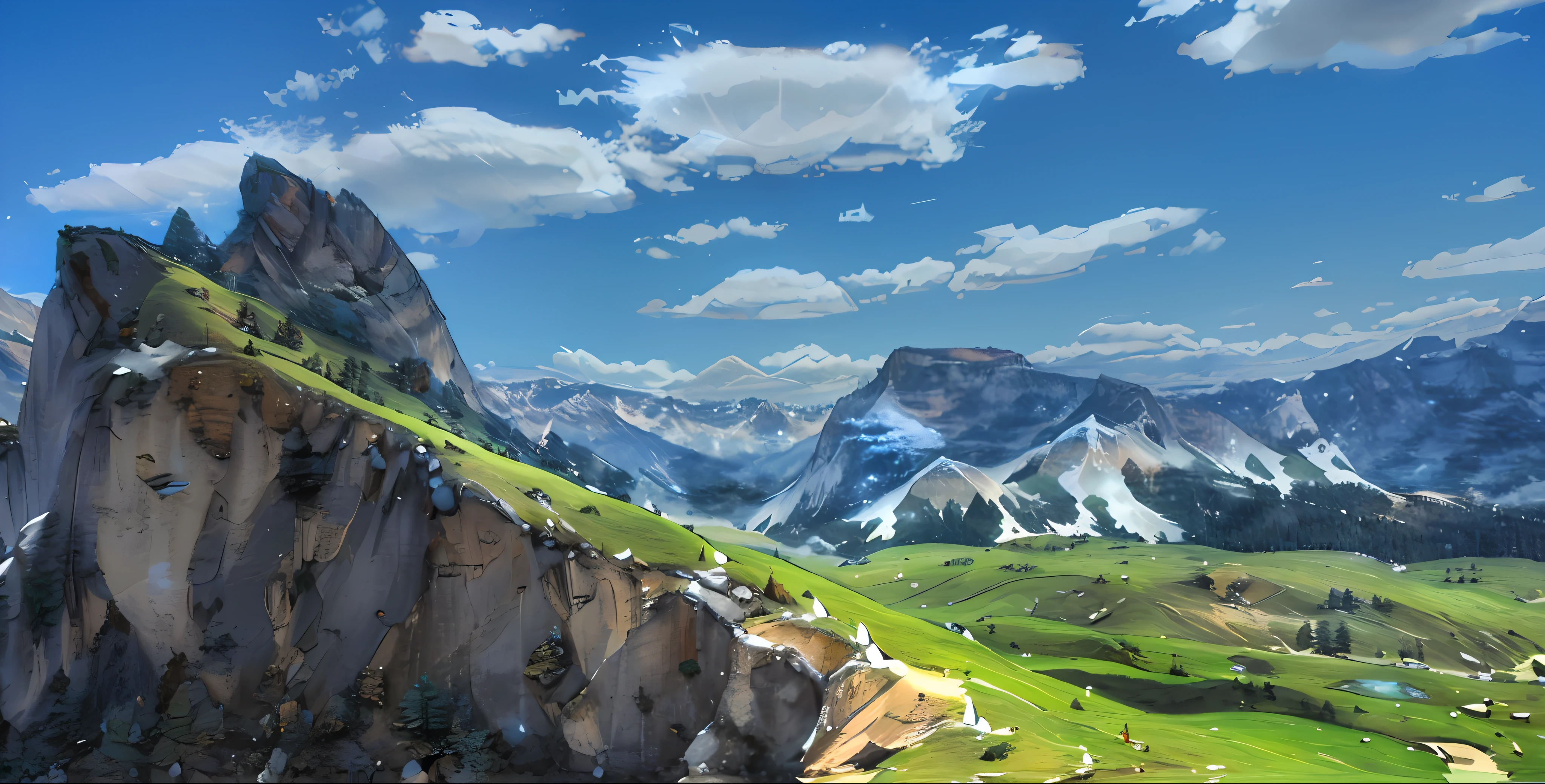 Two-dimensional style, add the text &quot;Fantasy Dolomites&quot;, and the strange halo is rendered