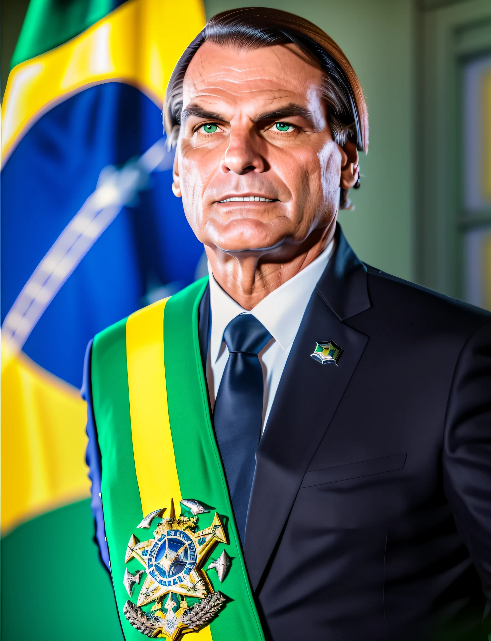 Jair Bolsonaro commander of the empire in warhammer 40k, warhammer 40k, photorealism, 8k, ultra dafinido, maximum quality, cinema lighting, neon, jair messiah bolsonaro, god emperor, armor, space marine, futuristic, primarcas