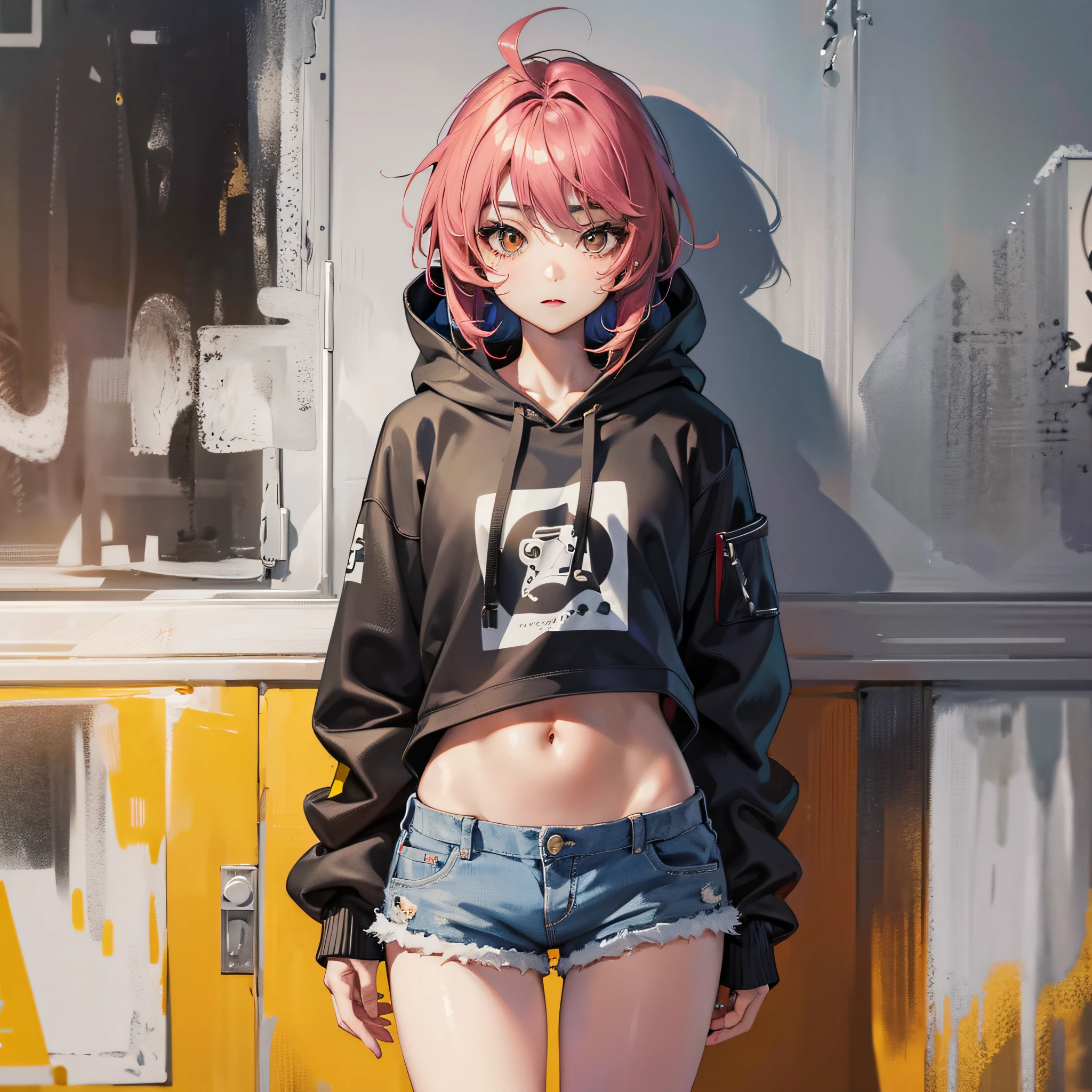 nekota tuna,solo,1girl,hot pants,hoodie --auto --s2