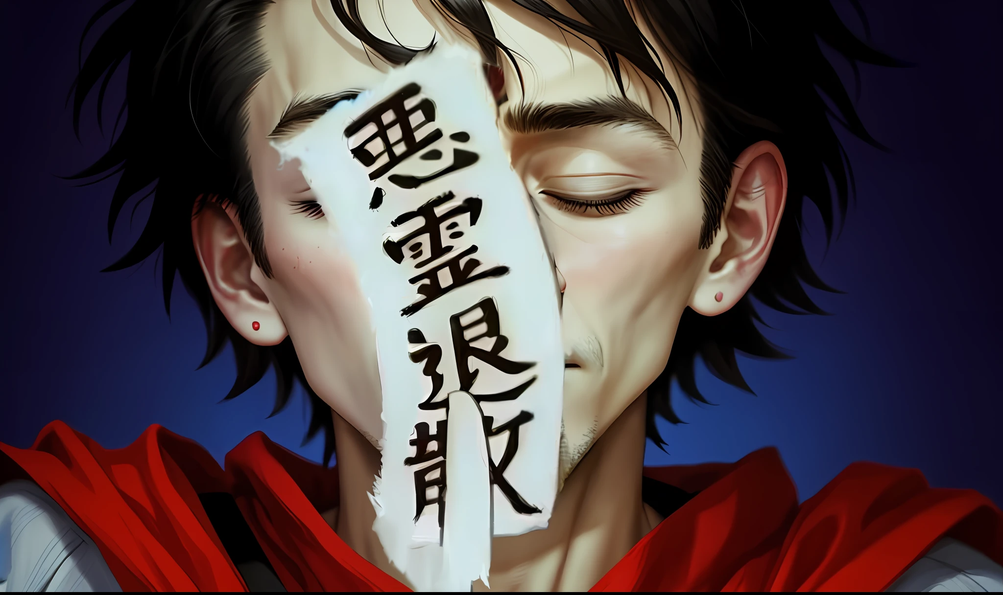 A man with his eyes closed