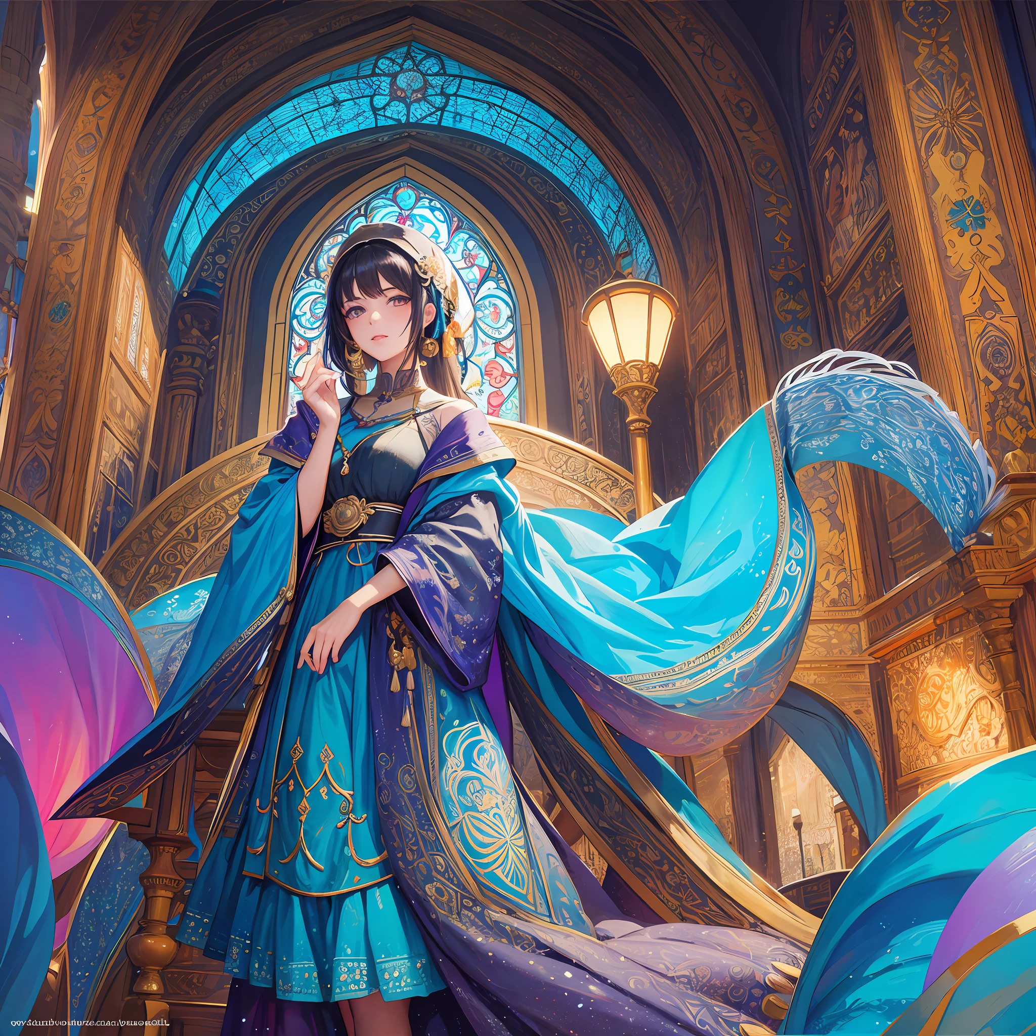 (masterpiece, top quality, best quality,official art, beautiful and aesthetic:1.2),(1girl:1.3), 1girl BREAK stained glass art, colored glass, lead lines, light transmission BREAK vibrant colors, intricate designs, luminous effects, spiritual ambiance