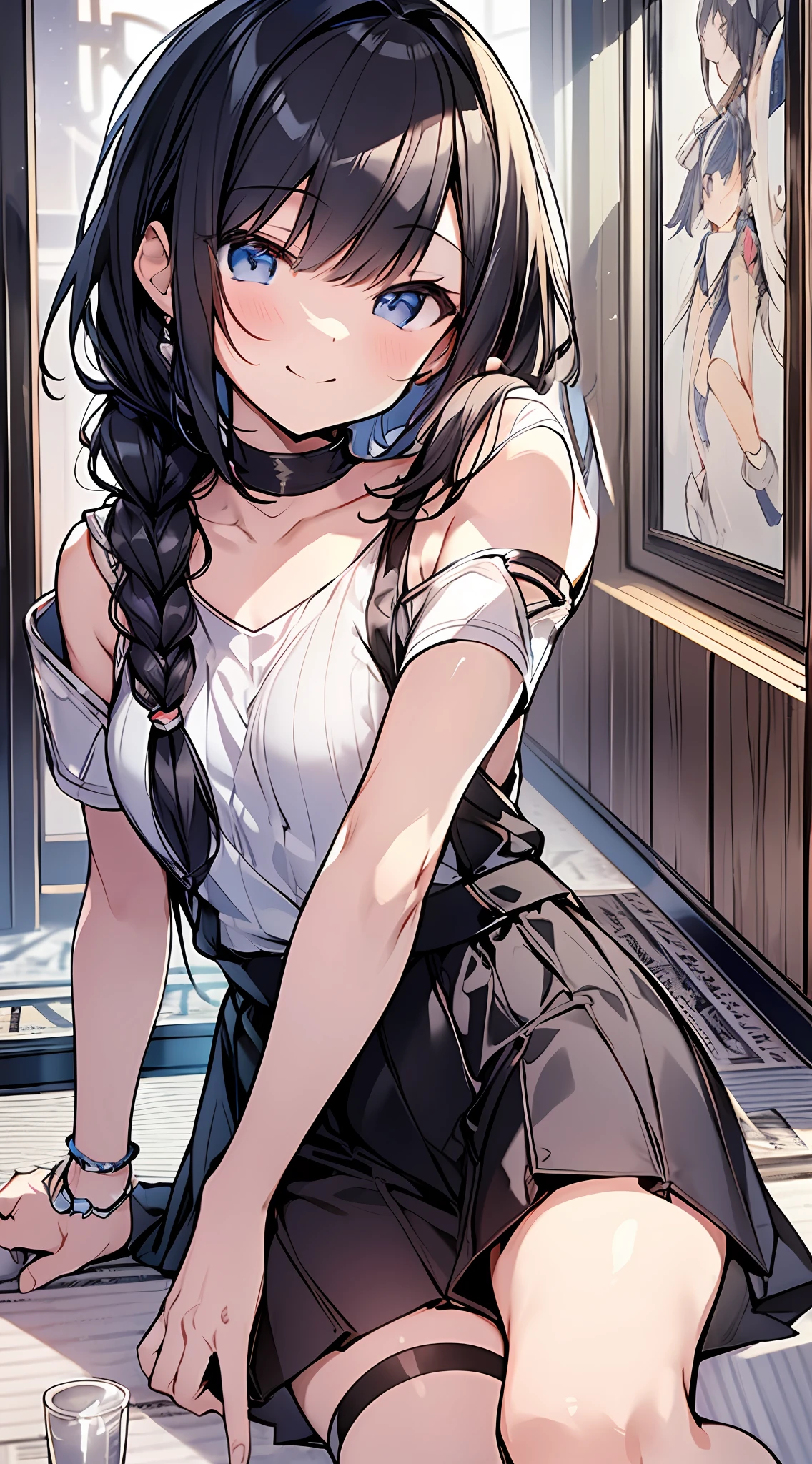 anime girl with long black hair sitting on the floor, kantai collection style, seductive anime girl, detailed portrait of anime girl, artwork in the style of guweiz, clean detailed anime art, digital anime illustration, detailed digital anime art, from the azur lane videogame, azur lane style, high detailed official artwork, portrait of tifa lockhart