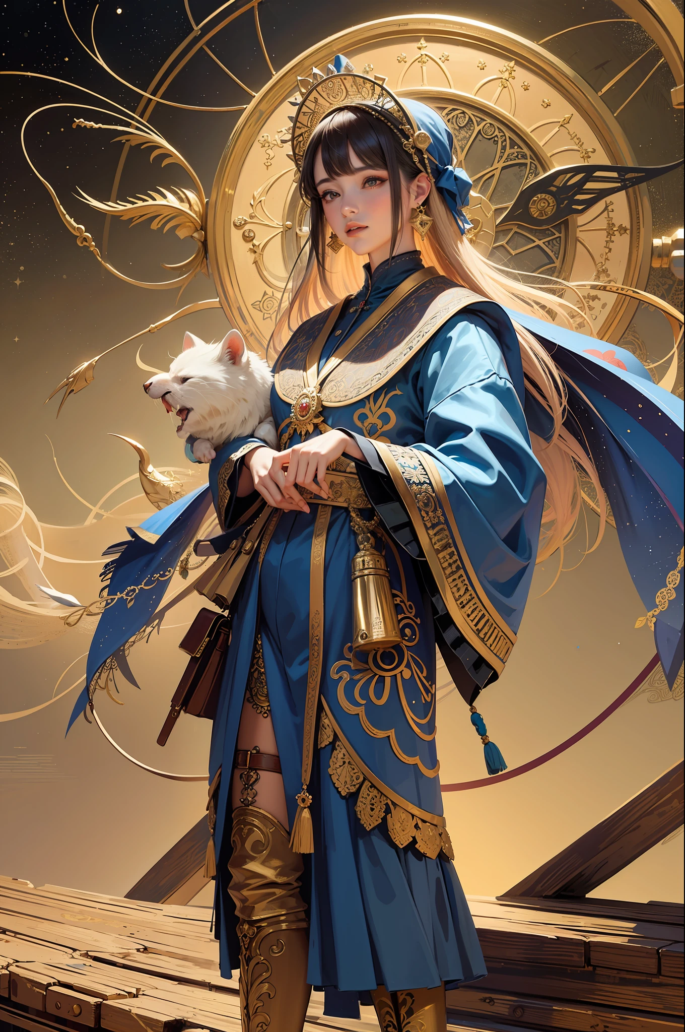 (Masterpiece, Top Quality, Best Quality, Official Art, Beauty and Aesthetics: 1.2), (1girl), Extreme Detail, Colorful, Highest Detail, Unified 8k Wallpaper, Ultra Detailed, Beautiful and Aesthetic, Beautiful, Masterpiece, Best Quality, (Zentangle, Mandala, Tangled, Entangle), Holy Light, Gold Leaf, Gold Leaf Art, Glitter Drawing, PerfectNwsjMajic((((Vista, Standing))))