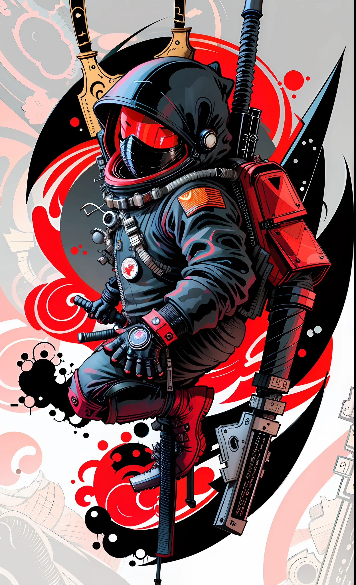 Astronaut Ninja in the style of 0mib