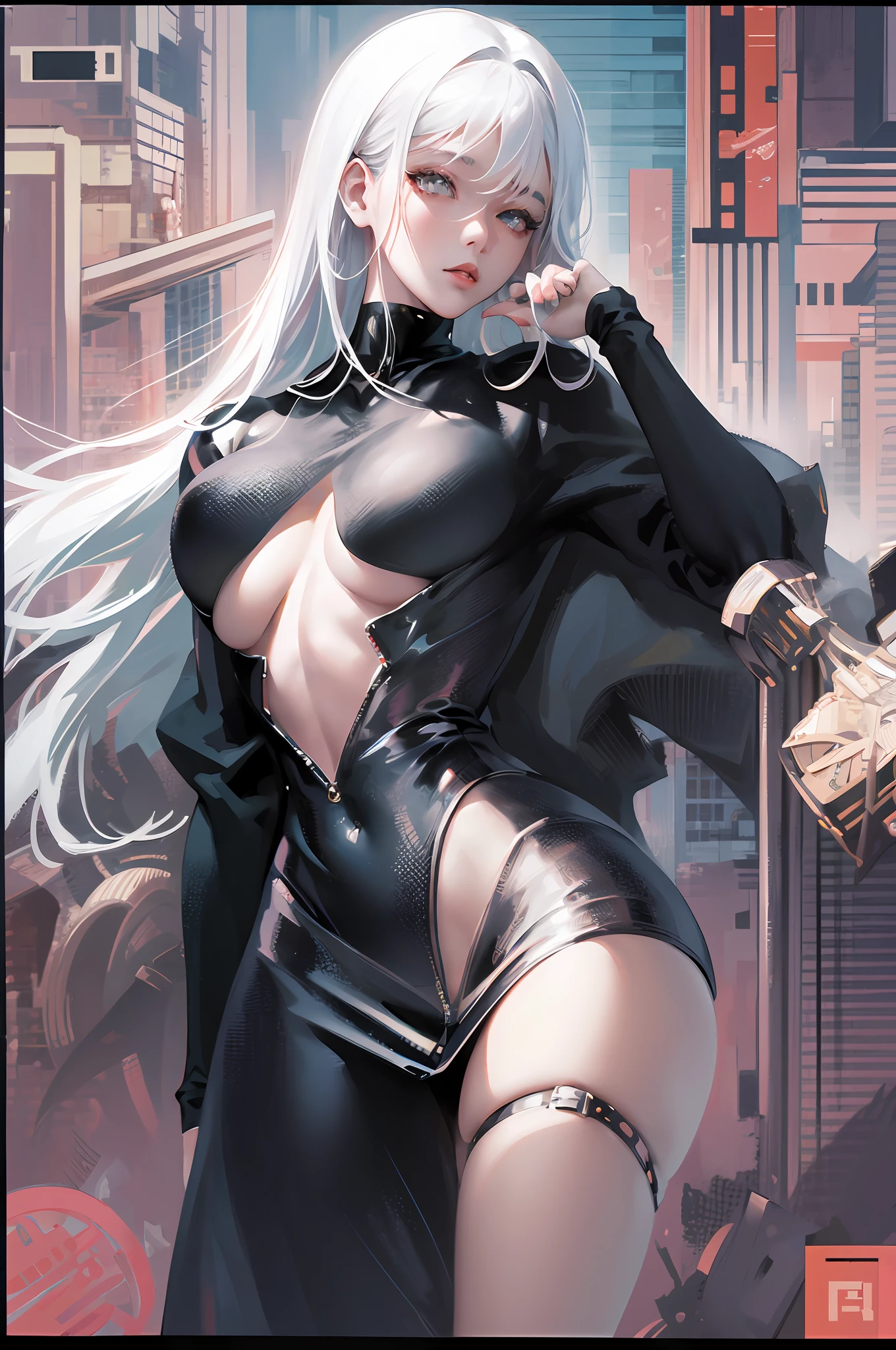 anime girl with white hair and black clothes posing naked, extremely detailed artgerm, detailed digital anime art, artgerm on artstation pixiv, guweiz on pixiv artstation, guweiz on artstation pixiv, fanart best artstation, :: rossdraws, trending on artstation pixiv, rossdraws 2. 5