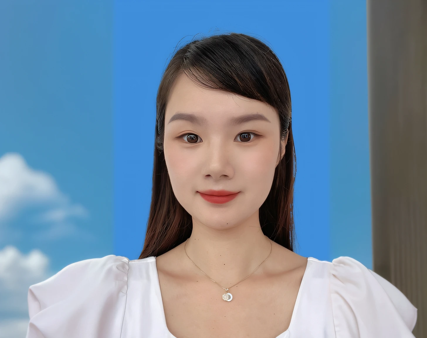 arafed woman with long hair wearing a white top and a necklace, xintong chen, pengzhen zhang, chengyou liu, xiaofan zhang, xision wu, wenfei ye, professional profile picture, li zixin, yun ling, qichao wang, louise zhang, jinyiwei, xiaolong wang, 2 8 years old