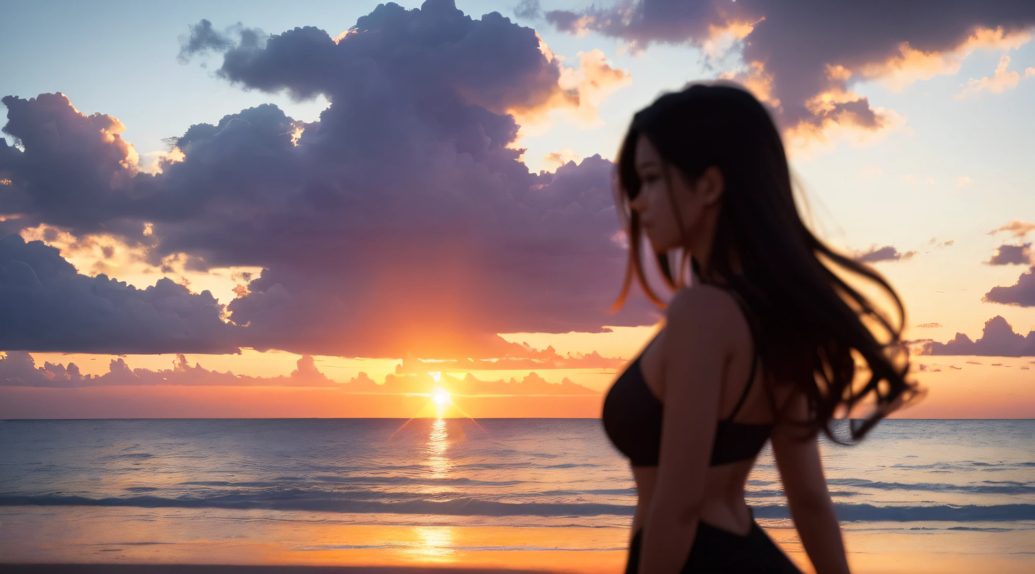 Realism: 1.5 Silhouette of a woman on the back of a woman by the sea at sunset Don't have a straight face More shadows Have a sense of picture Don't show up with characters Pure scenery Some small reefs by the sea by artgerm, by Liang Xing, by WLOP embellish2 Phtography, HDR RAW photo, 8K, highres, absurdres, Kodak Portra 400, film grain Bokeh, Lens flare, vibrant color blurry background (best quality) masterpiece photorealistic photography, (low-key photo: 1.2), detail, 8K vivid colors