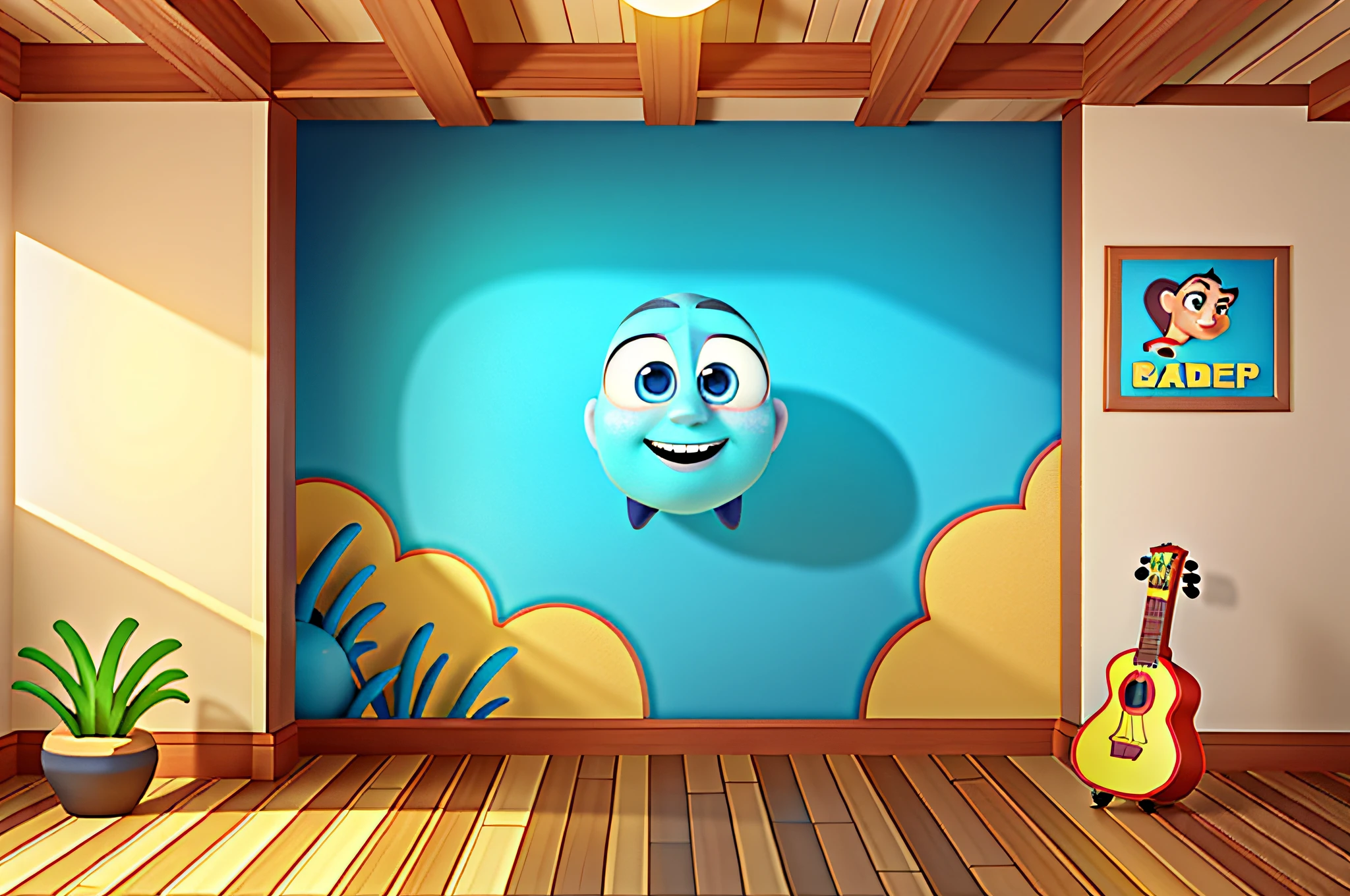 Interior background wall, cartoon rendering, (Pixar style), front view, 8K, HD, highest quality
