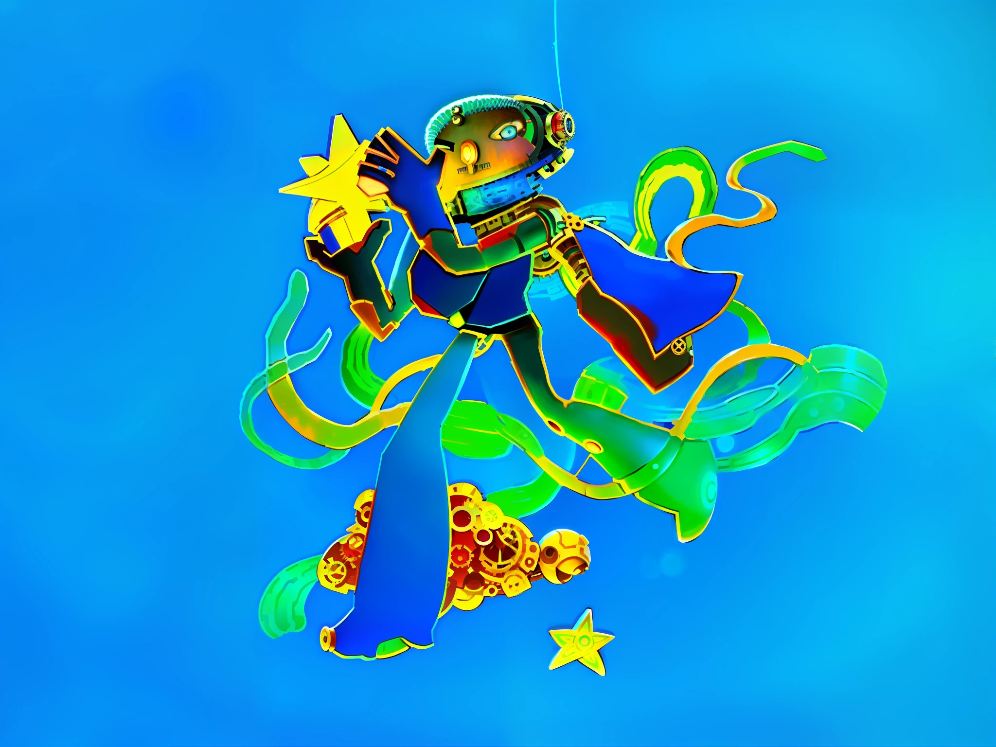(surrealsteampunkai)++, masterpiece, best quality, cartoon, Pixar style, simple design, mini, mechanical, floating city, steampunk, gear, abstract chaotic background, Michael Shevar, Caspar David Friedrich, Takashi Murakami, Diane Dillon, album cover art, perfect, smooth, pixiv, cgsociety,