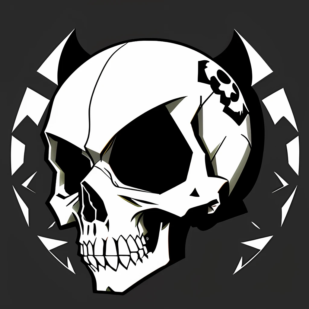 Black and white skull made with vectors, anime style