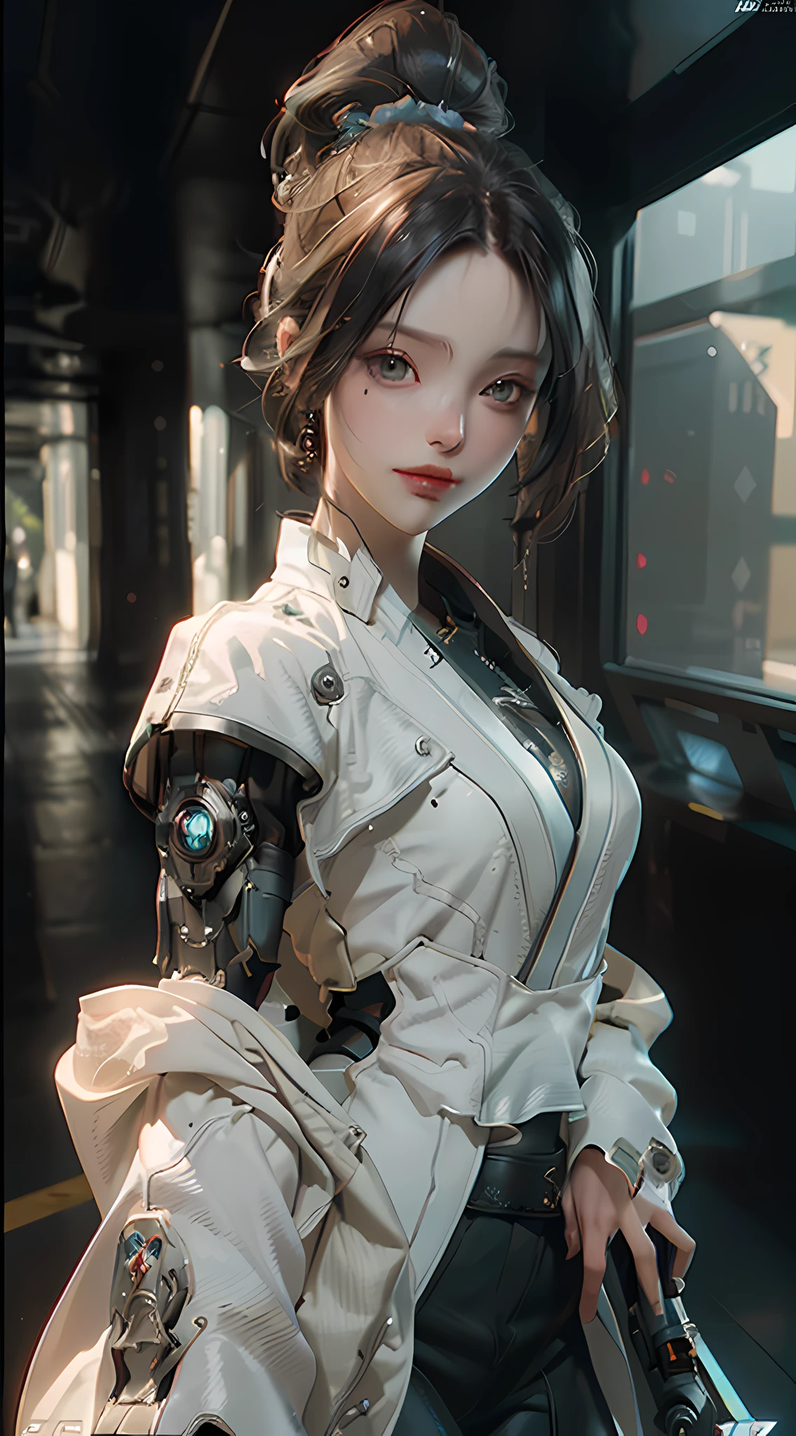 ((Best quality)), ((masterpiece)), (detailed:1.4), 3D, an image of a beautiful cyberpunk female,HDR (High Dynamic Range),Ray Tracing,NVIDIA RTX,Super-Resolution,Unreal 5,Subsurface scattering,PBR Texturing,Post-processing,Anisotropic Filtering,Depth-of-field,Maximum clarity and sharpness,Multi-layered textures,Albedo and Specular maps,Surface shading,Accurate simulation of light-material interaction,Perfect proportions,Octane Render,Two-tone lighting,Wide aperture,Low ISO,White balance,Rule of thirds,8K RAW,