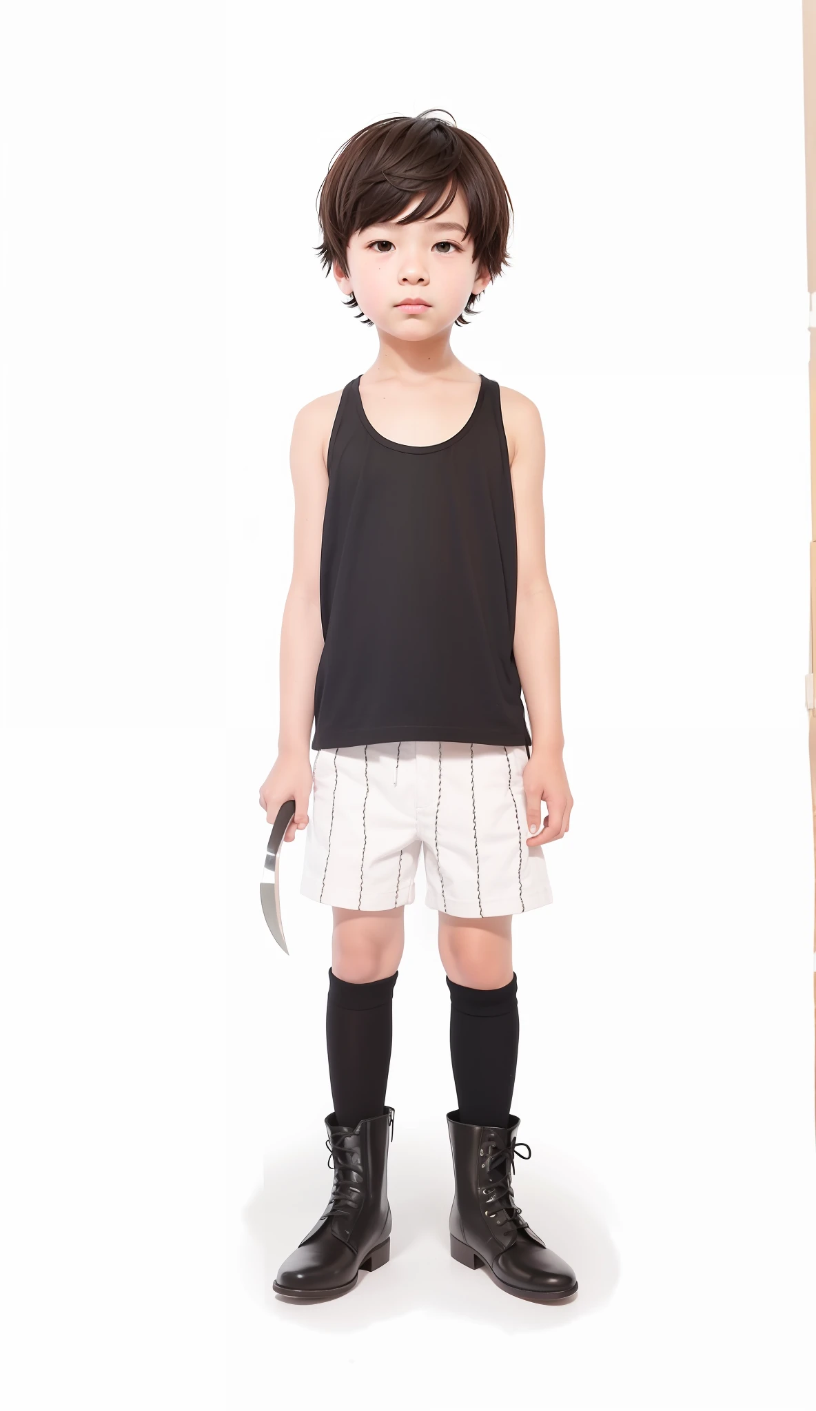 Painting of a boy with a fruit knife in his hand, full-body portrait of a shorts! , Full Body Illustration, Standing, Kate Butcher, Full Body Character Drawing, Tall Emo Art Student, Fujiwara Shinzan, Full Body Character, Full Body Drawing, Anime Full Body Illustration, Single Character Full Body, Full Body Portrait, Full Body Character, Holding a Fruit Knife, English Little Boy, White Skinned