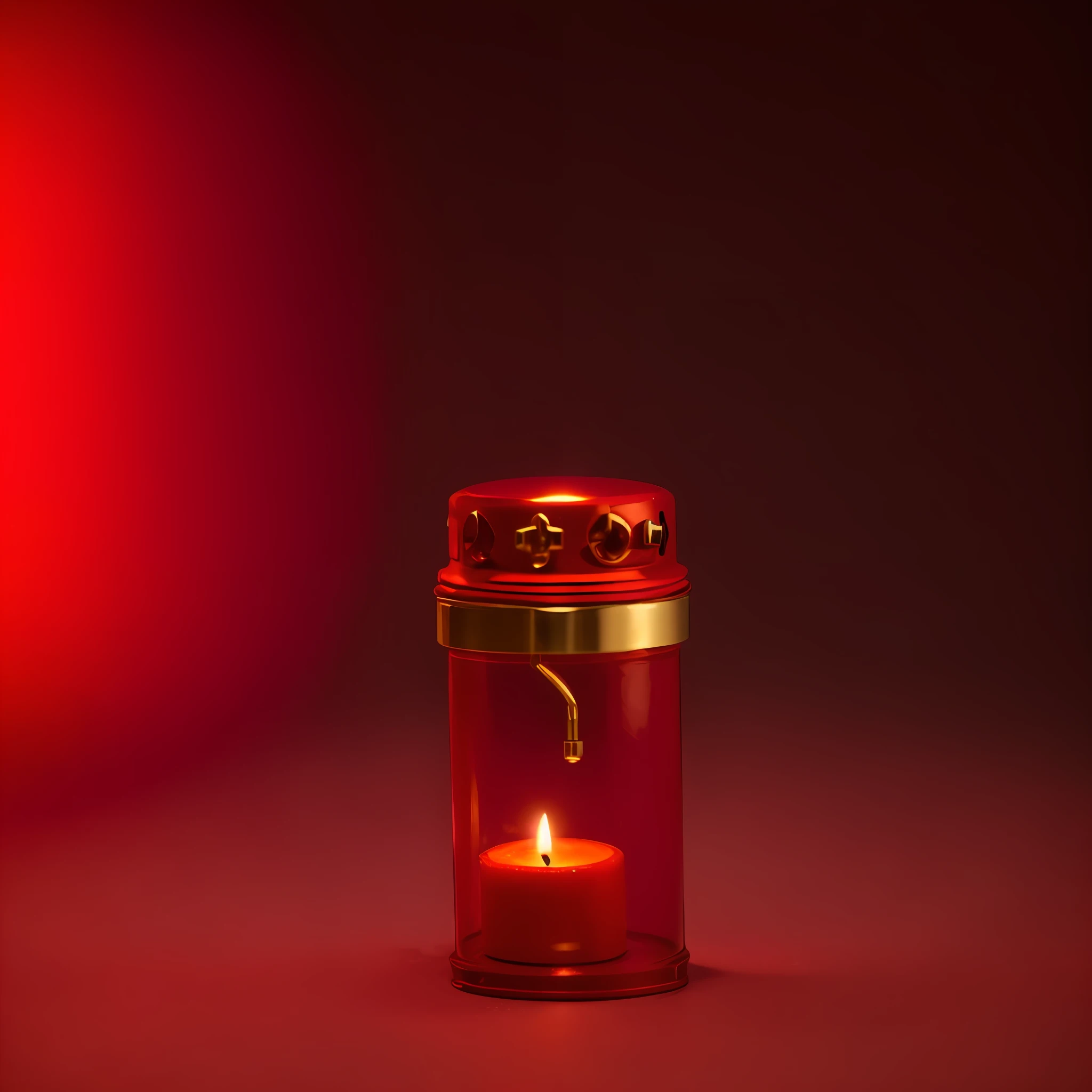 there is a red jar with a gold lid and a red apple inside, 35 mm product photo”, high quality product photo, candle volumetric, high quality product image”, detailed product photo, mangeta smoke red light, smoke grenade, red rim light, product photo, small red lights, lantern candle, 4 2 0, 420, miniature product photo
