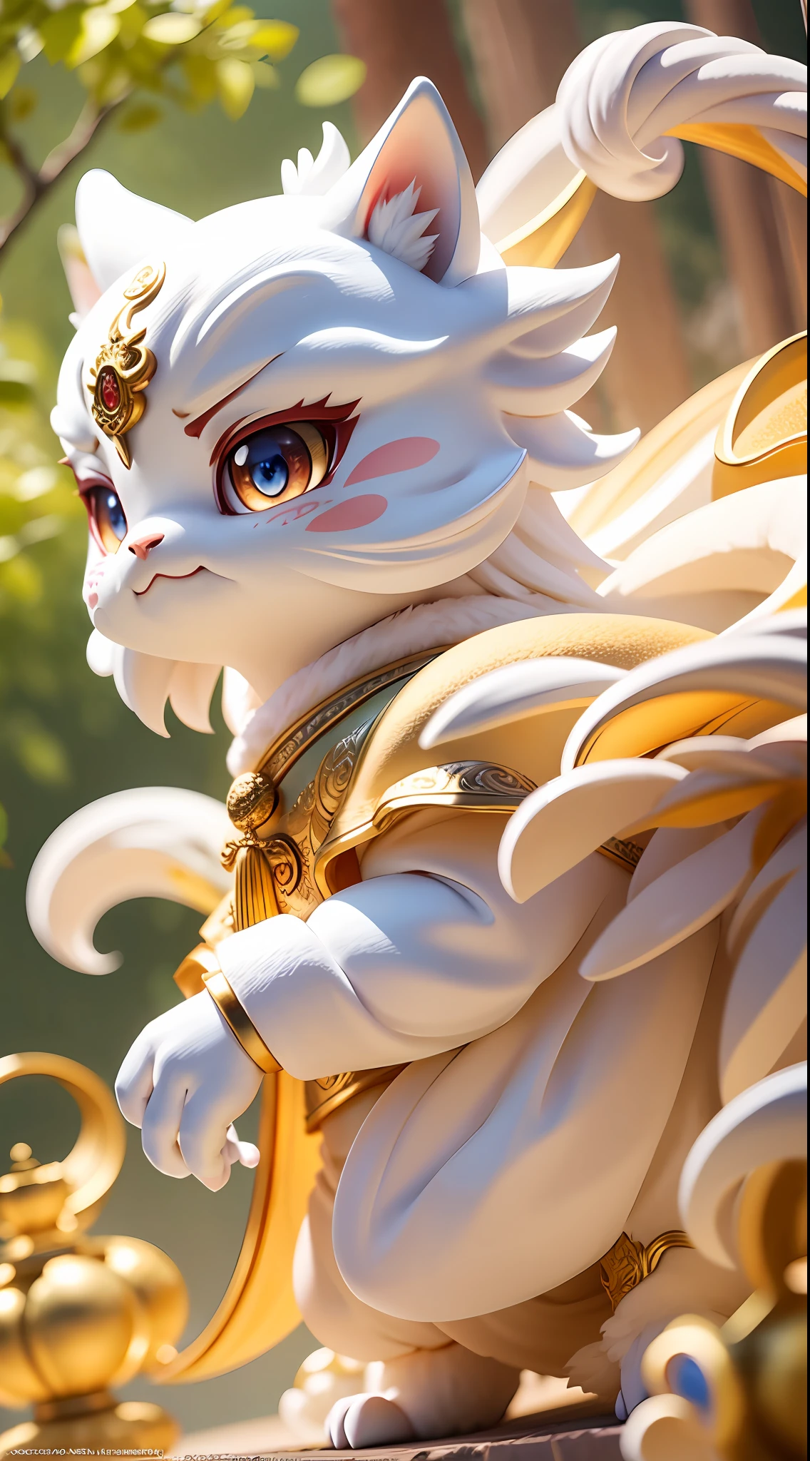 Chinese dragon, morning sunlight, furry, fluffy, gradient color ((best quality)), ((masterpiece)), (very detailed, supreme detailed, official art, beautiful and aesthetic: 1.2), depth of field, composition whole body, (chibi), (beautifully detailed eyes: 1.3), (very happy: 1)