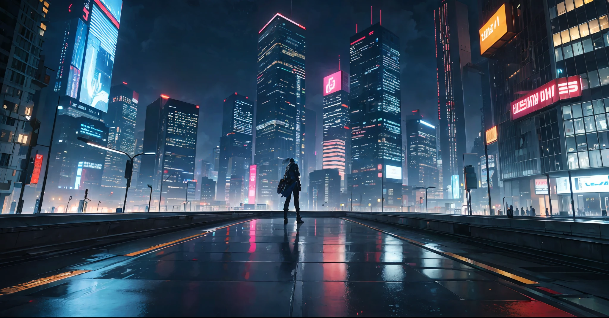 An ultra-modern, cyber city full of neon lights, towering skyscrapers, and futuristic vehicles. A bustling metropolis teeming with life, energy, and cutting edge technology. The air is thick with excitement, and every street corner offers a new adventure. The perfect blend of sleek, polished surfaces and gritty, urban grit. A cyberpunk paradise that embodies the very essence of the digital age,masterpiece, best quality, high quality, extremely detailed CG unity 8k wallpaper, scenery, outdoors, sky, award winning photography, Bokeh, Depth of Field, HDR, bloom, Chromatic Aberration ,Photorealistic,extremely detailed, trending on artstation, trending on CGsociety, Intricate, High Detail, dramatic, art by midjourney,(extremely detailed CG unity 8k wallpaper,masterpiece, best quality, ultra-detailed),(best illumination, best shadow, an extremely delicate and beautiful),,starry sky, stars in the background, shining halo
